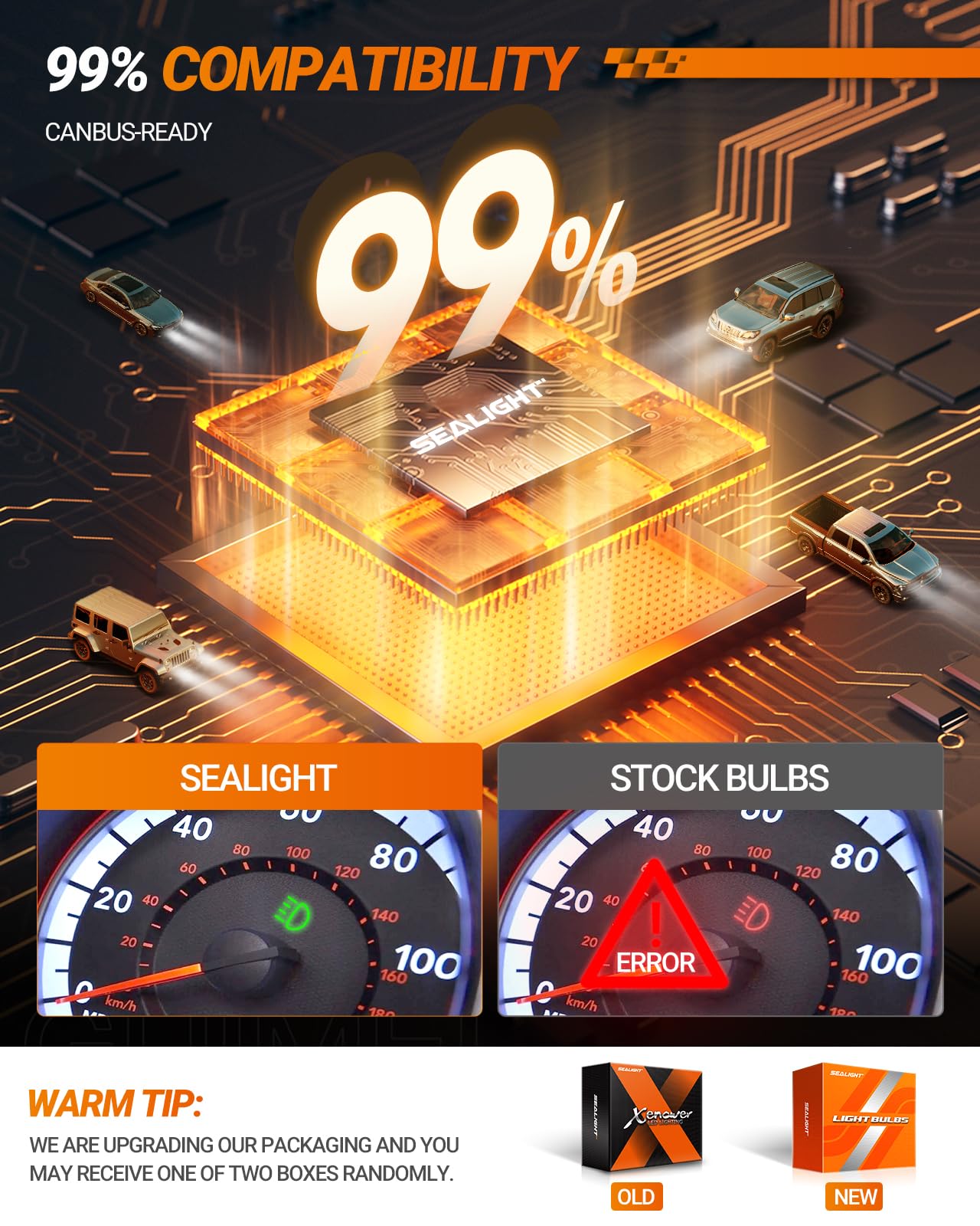 SEALIGHT H11 Bulbs, 30000LM Brightness, 6500K Cool White, H11/H8 Size, IP68 Waterproof, Pack of 2