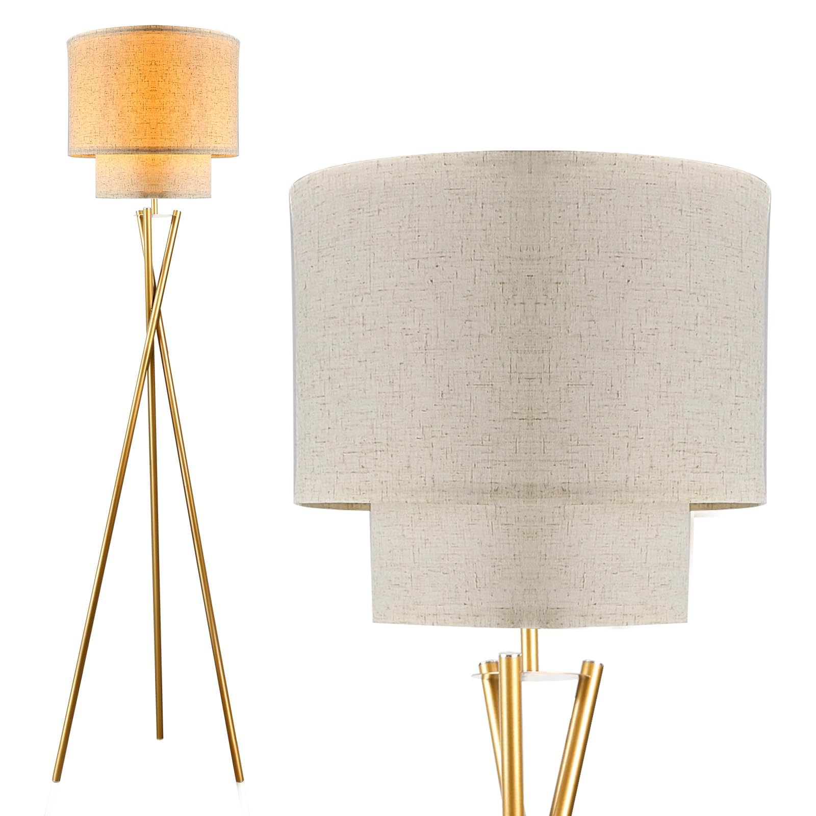 Lightdot Tripod Floor Lamp  Modern Floor Lamps for Living Room  Standing Lamp with Dual Drum  E26 Bulb Included  67.7 Tall Floor Lamp for Bedroom  Home Office