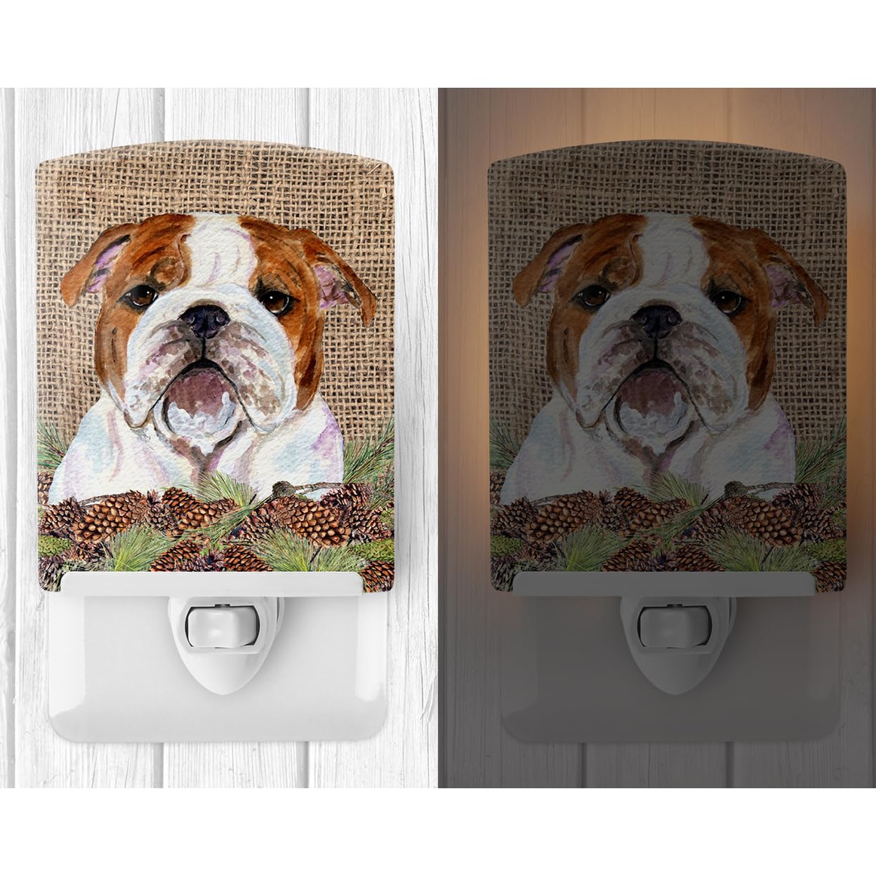 Carolines Treasures Ceramic Night Light, Bulldog English, 6x4x3in, Model SS4075CNL, UL-Certified for Bedroom, Bathroom, Kitchen