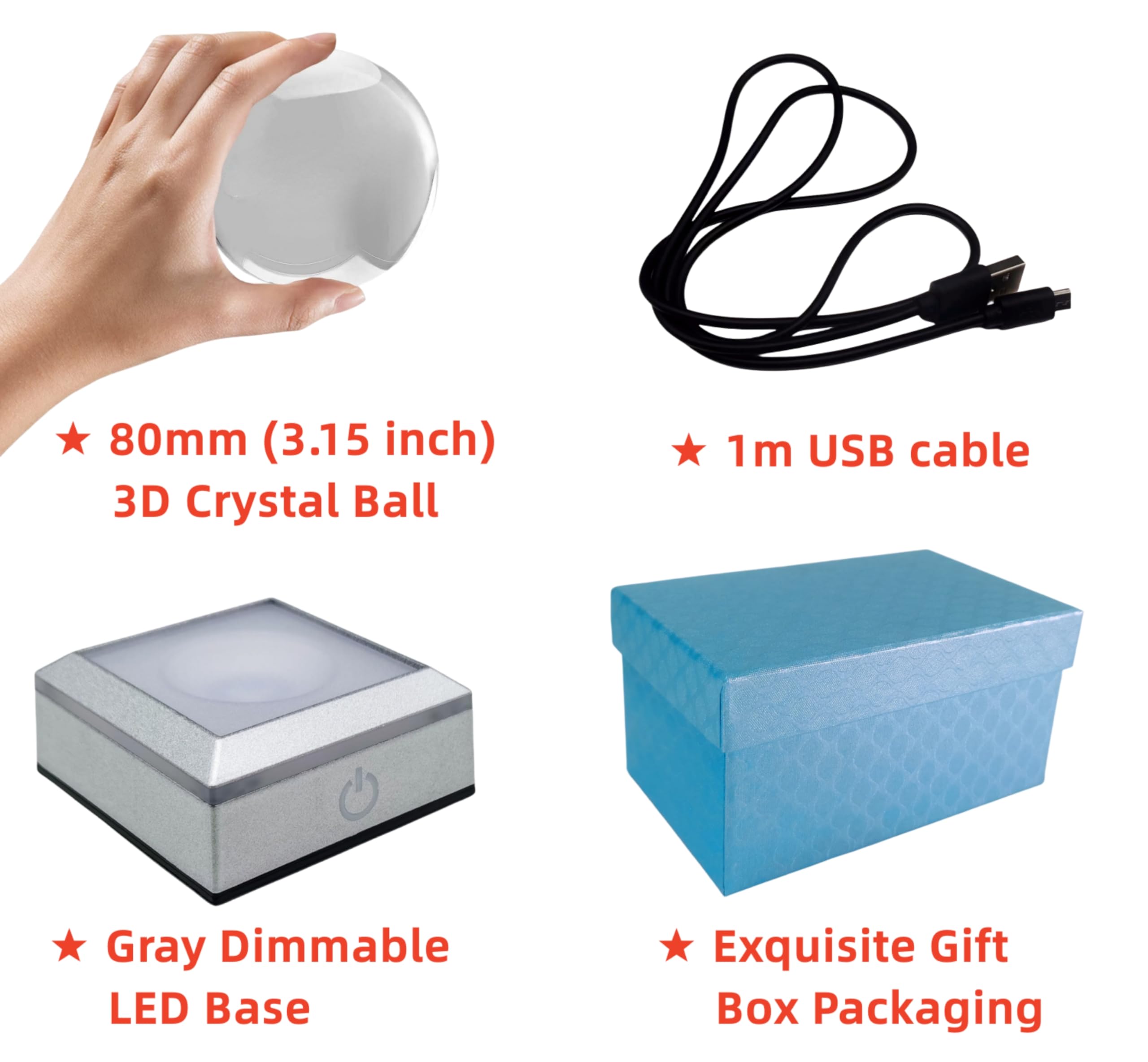 Conalisk 3D Axolotl Crystal Ball Lamp, 3.15 Inch, LED Color Changing, Remote Control, Gift Box, Home Decor (Axolotl B)