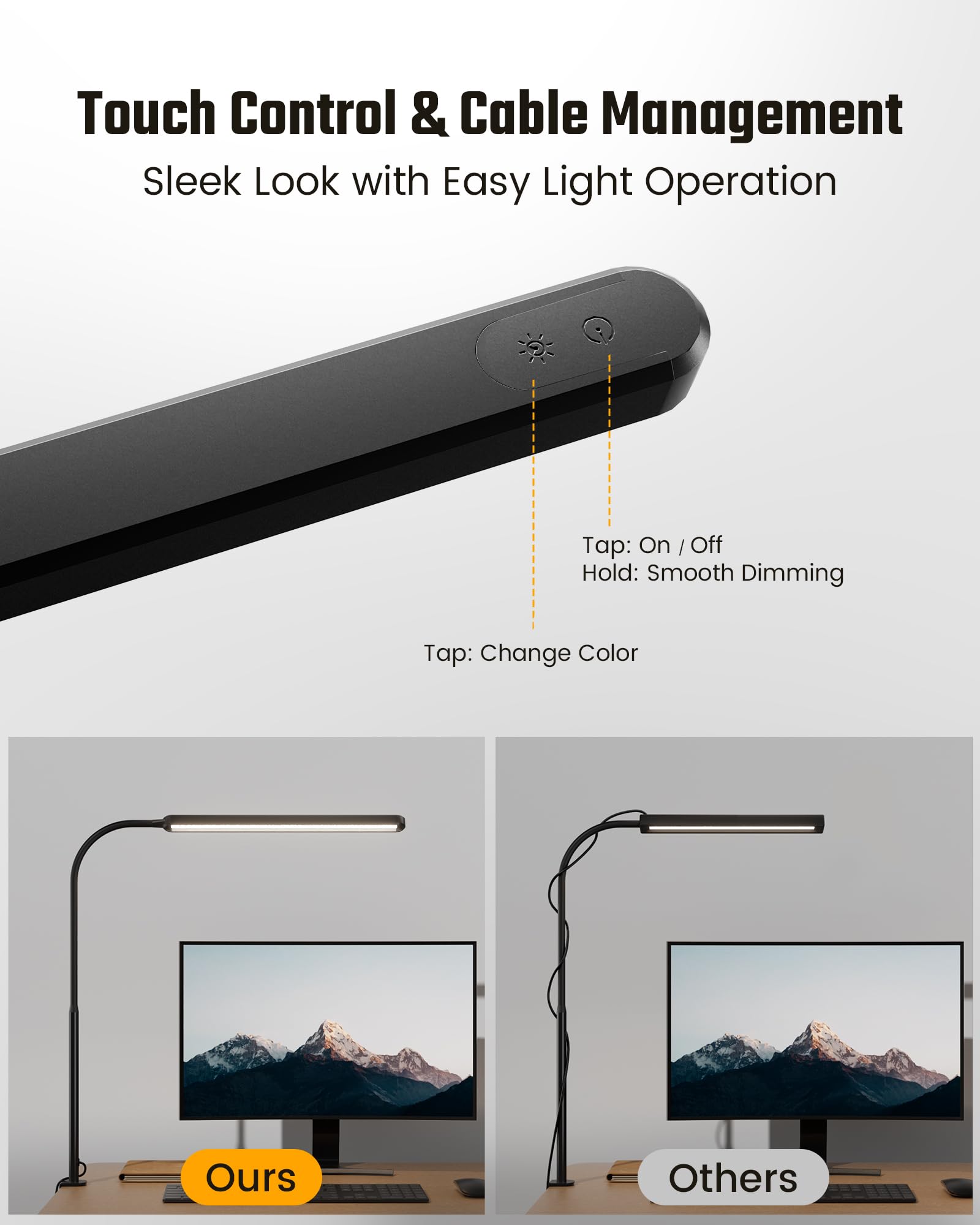 Superdanny Led Desk Lamp, Eye-Caring, 360° Gooseneck, Touch Control, 3 Light Colors,