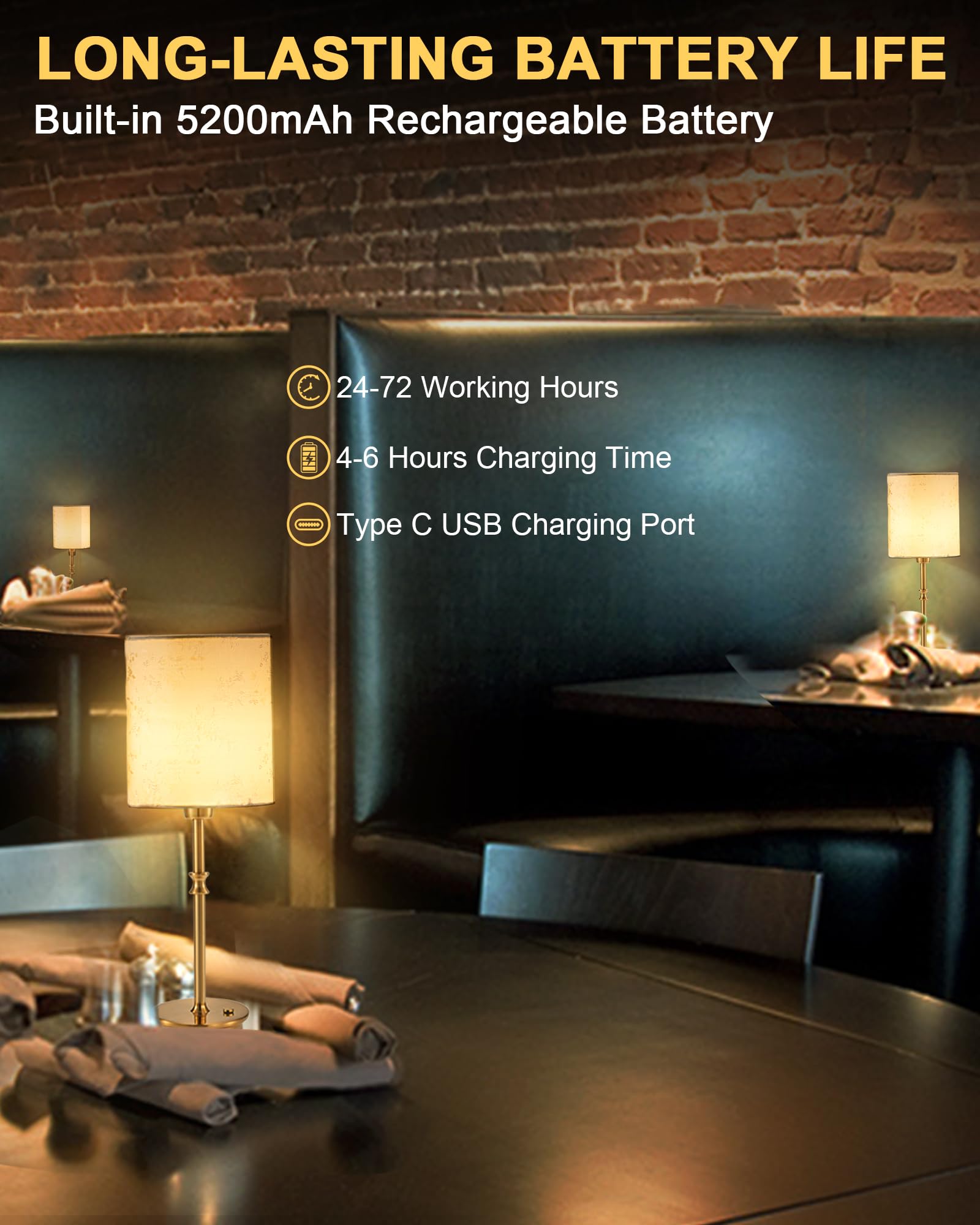 Umexus Cordless Table Lamp Set Of 2, Rechargeable Battery Powered Light, Dimmable Touch Nightstand Lights, Small Accent Lamp Wit