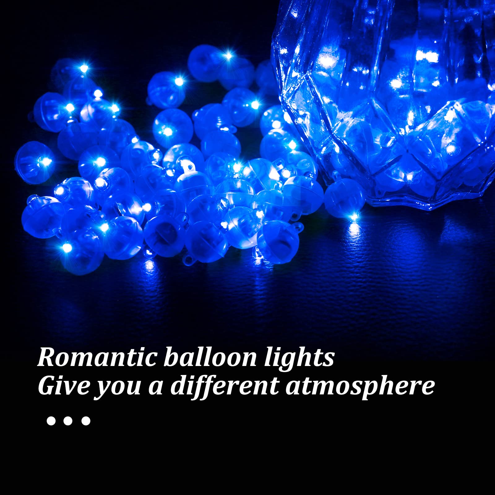 Aogist 100 Pcs Blue Flash Balloon Light With Loop For Hanging, Mini Ball Lamp Round Tiny Led Light For Paper Lanterns Balloons B