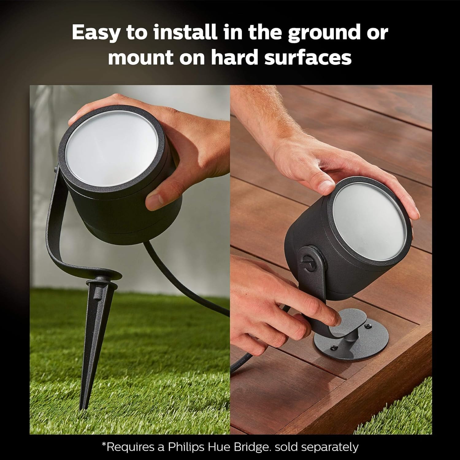 Philips Hue Lily XL Outdoor Smart Spot Light Extension, Black, Metal, Model 1746230V7, Hue Hub Required, Works with Alexa