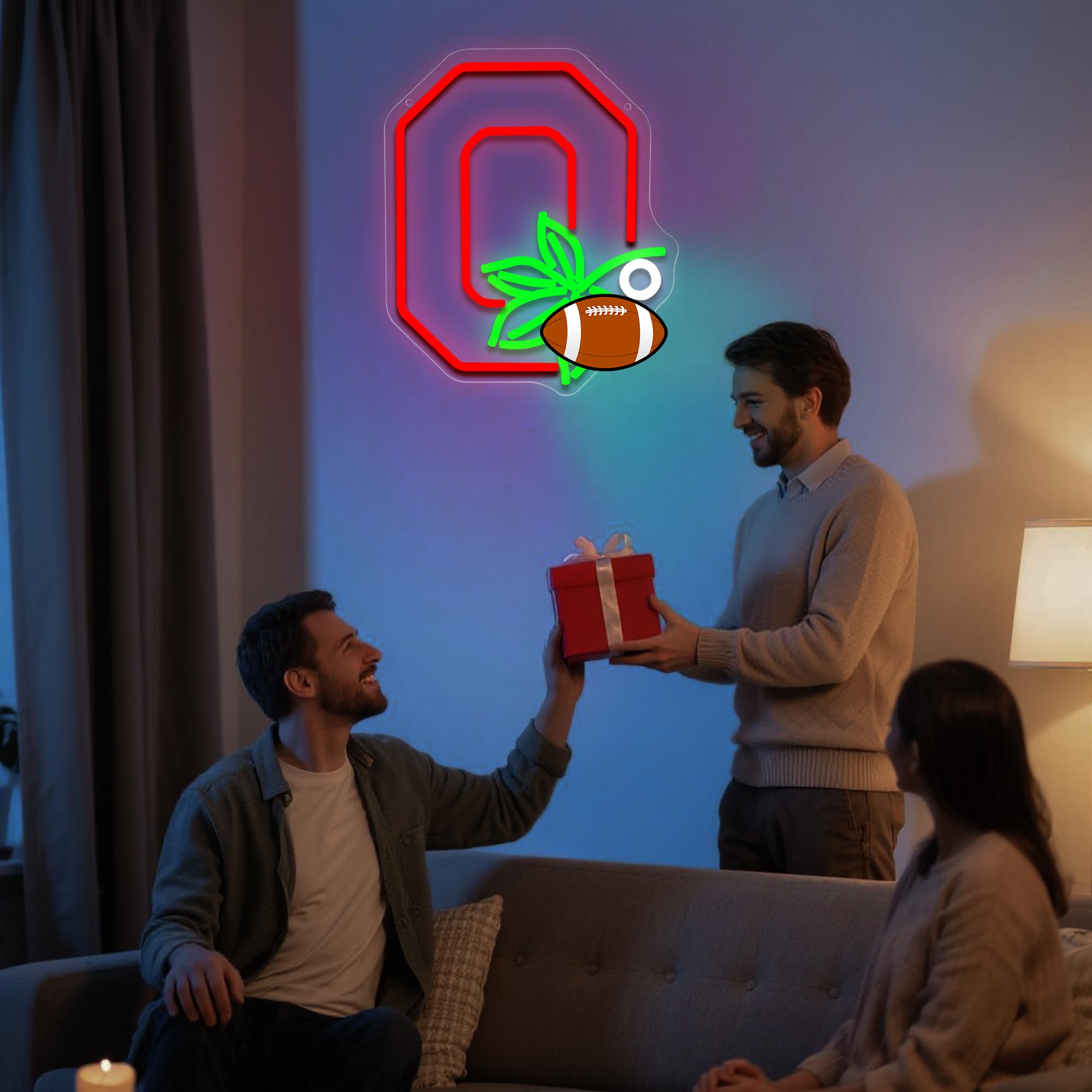 University Neon Sign For Wall Decor University Football Team Logo Led Neon Sign For Man Cave Birthday Gifts For Fans Dimmable Led Neon Light For Party Club Bar Dorm Decor Size12.9 * 10.9In(Cp136)