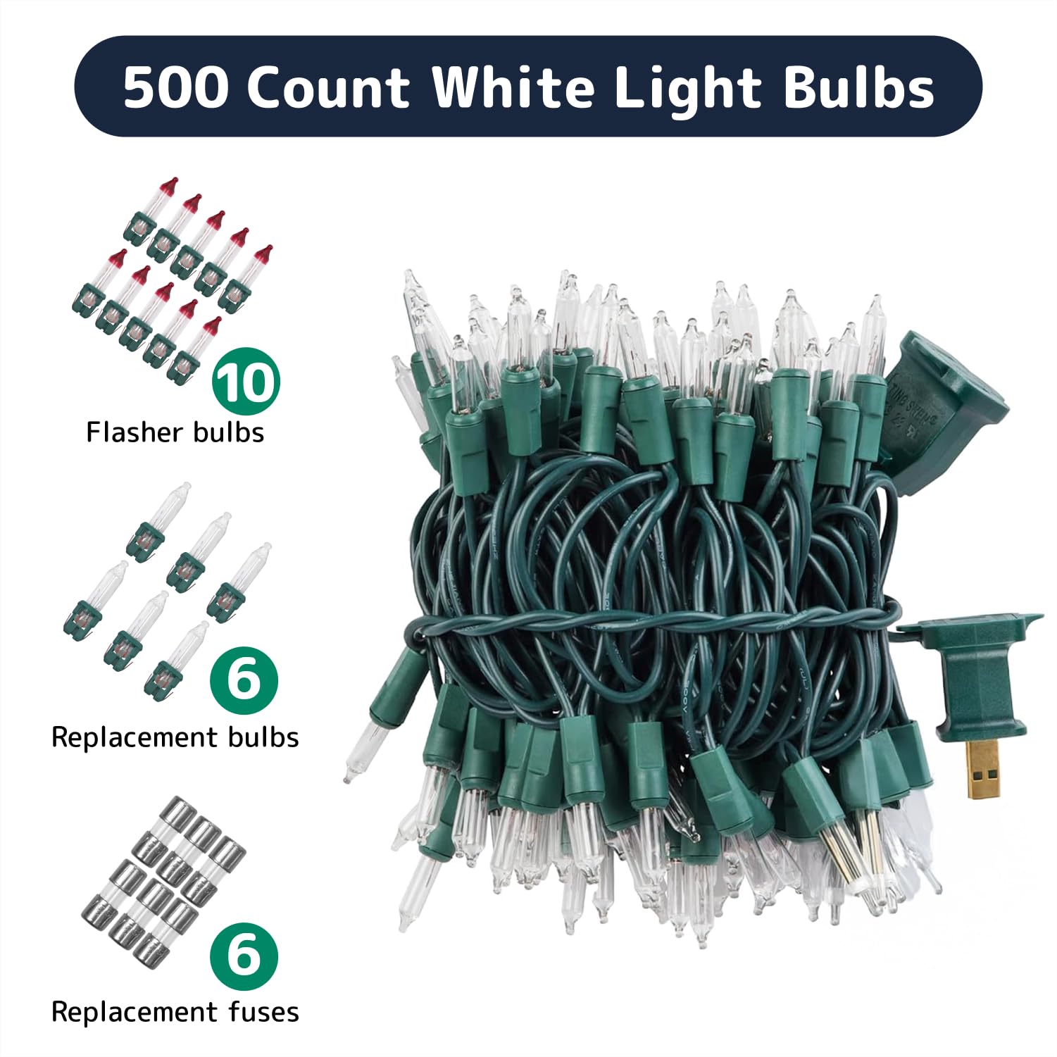 Prextex 500 Count Clear Christmas Tree Lights With Green Wire - 100 Ft Warm White Twinkle Mardi Gras Lights For Indoor Or Outdoo