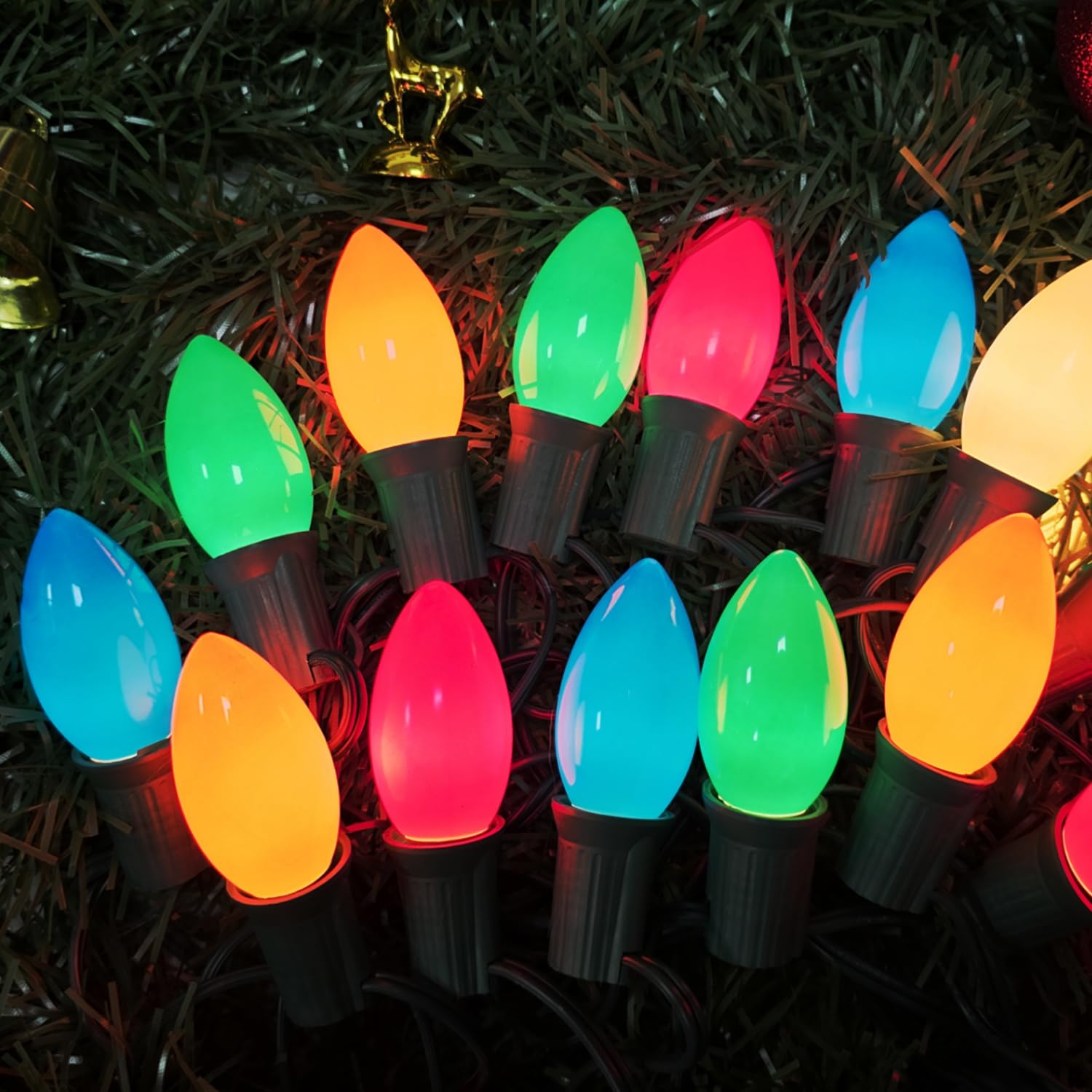 Couah 25Ft C9 Vintage Christmas LED String Lights with 27 Multicolor LED Bulbs, Hanging String Lights for Indoor Outdoor Rooflin