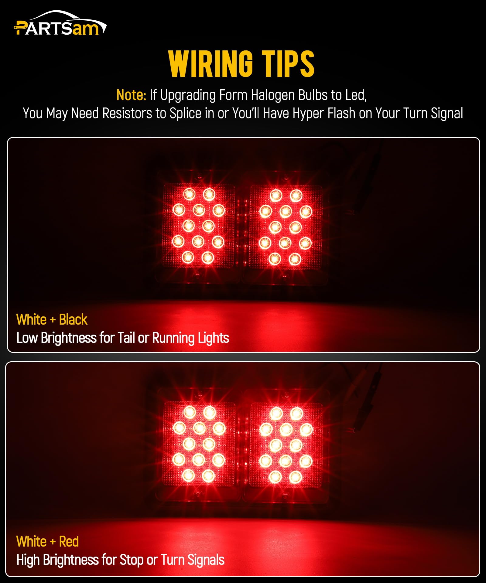 Partsam 2X Double Rv Trailer Camper Tail Lights 24-2835 Led Horizontal Vertical Surface Mount Double Trailer Light Taillight Red