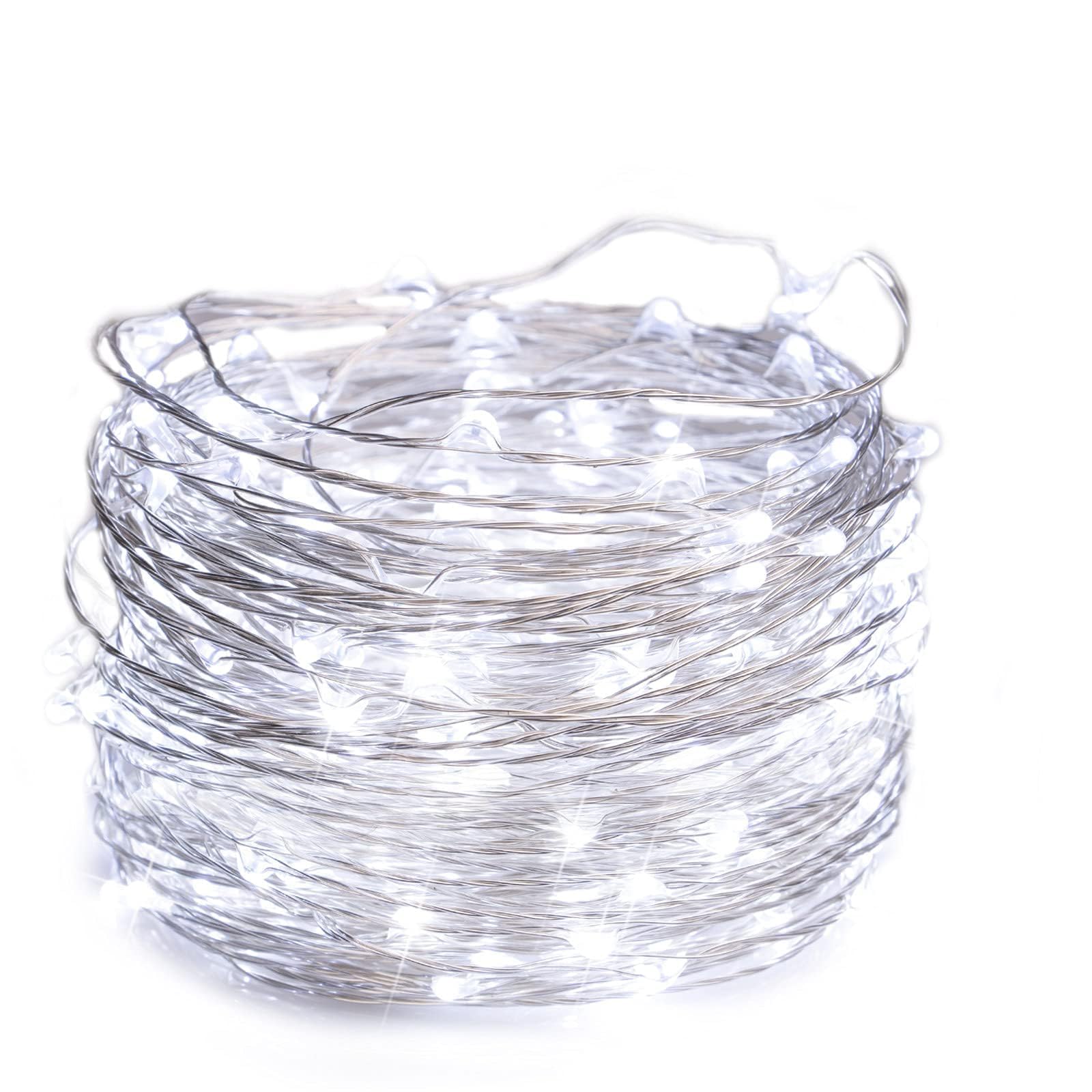 Minetom Fairy Lights Plug In, 70Ft 200 Led Waterproof Firefly Lights On Silver Wire Ul Adaptor Included, Starry String Lights For Wedding Indoor Outdoor Christmas Patio Garden Decoration, Pure White