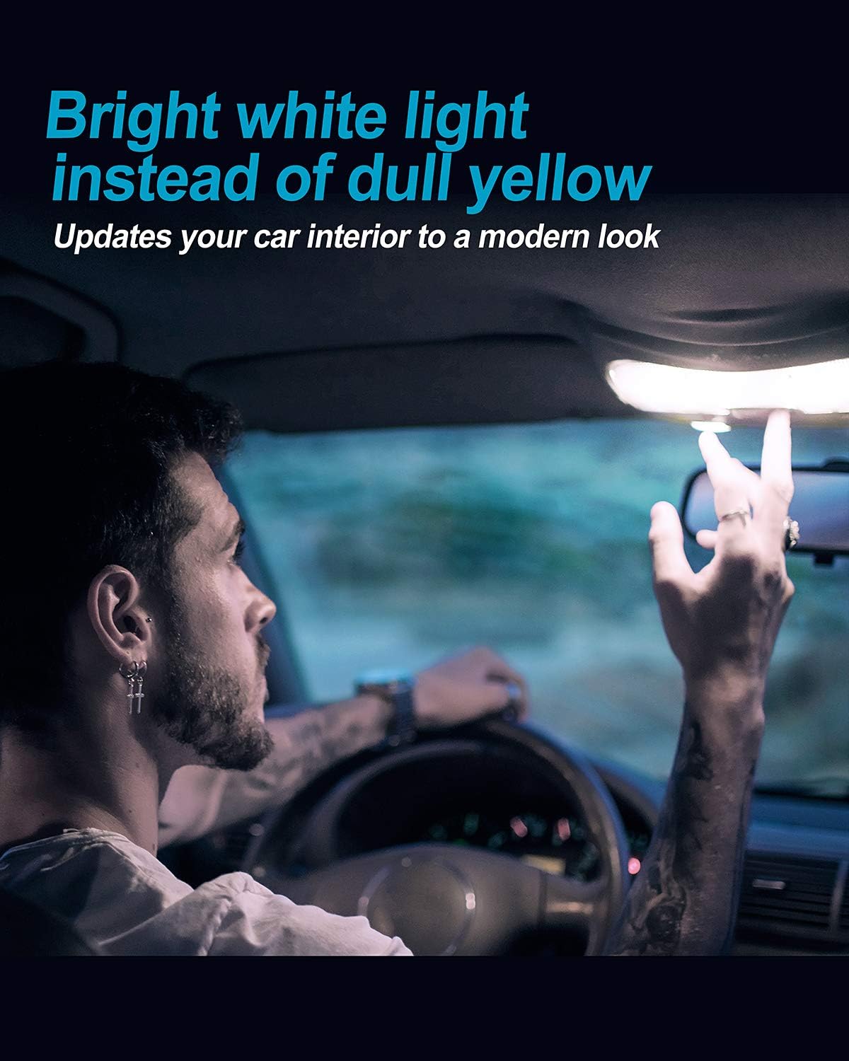 Yorkim T10 194 LED Bulbs, 6000K White Super Bright, Pack of 2 for Car Interior Dome, Map, Door, Courtesy, License Plate Lights
