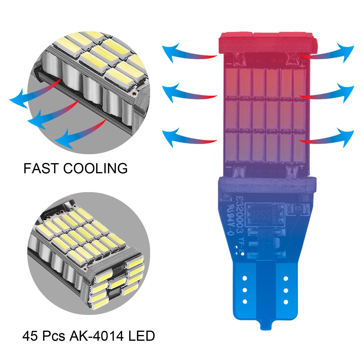 RA RAYHOO 921 912 LED Backup Light Bulbs, 1000 Lumens, Canbus Error Free, T15 906, 6000K Xenon White, 2