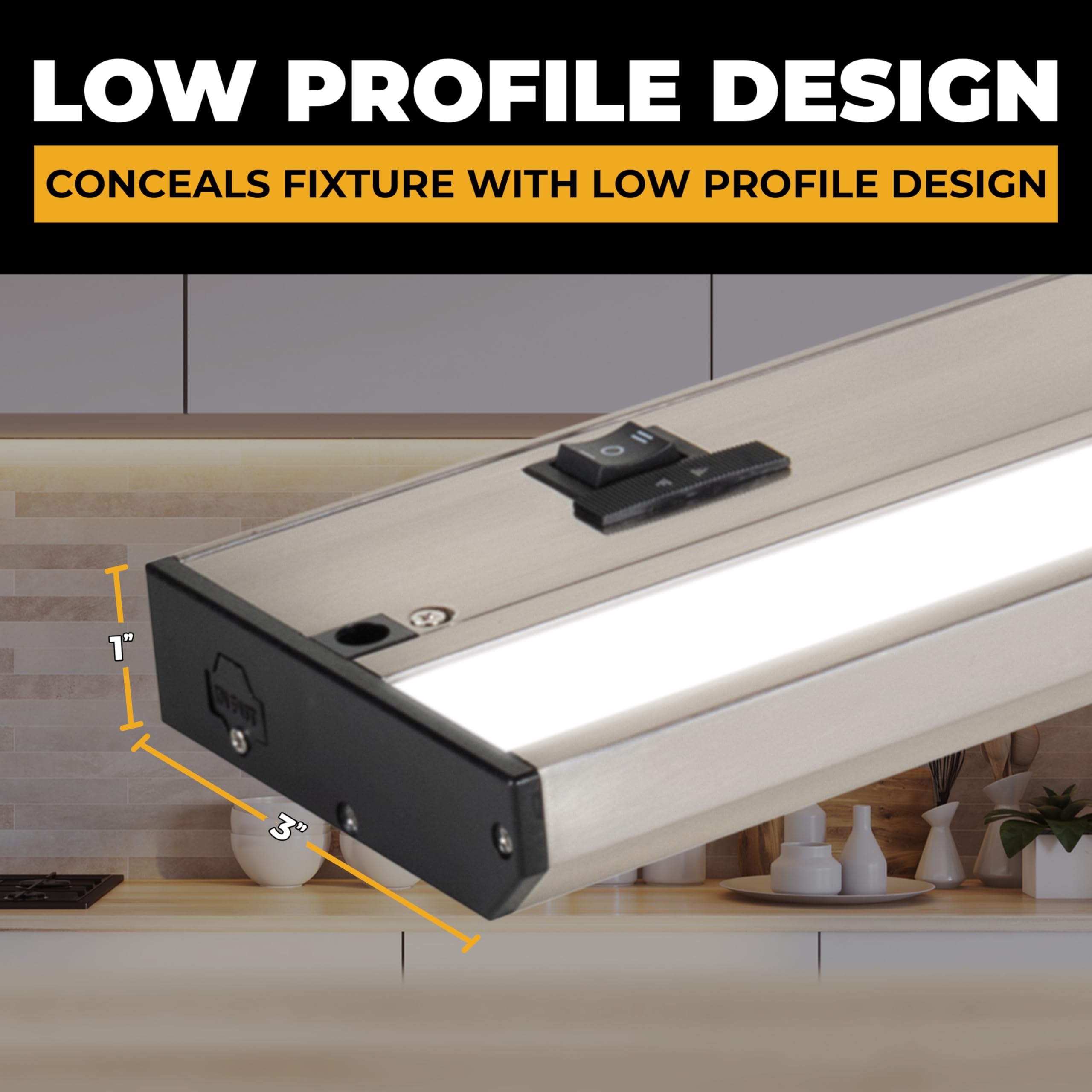 Led Under Cabinet Lighting Hardwired - 3Cct 40 Inch Satin Finish - Undercabinet Lights For Kitchen - Linkable Undercounter Dimma
