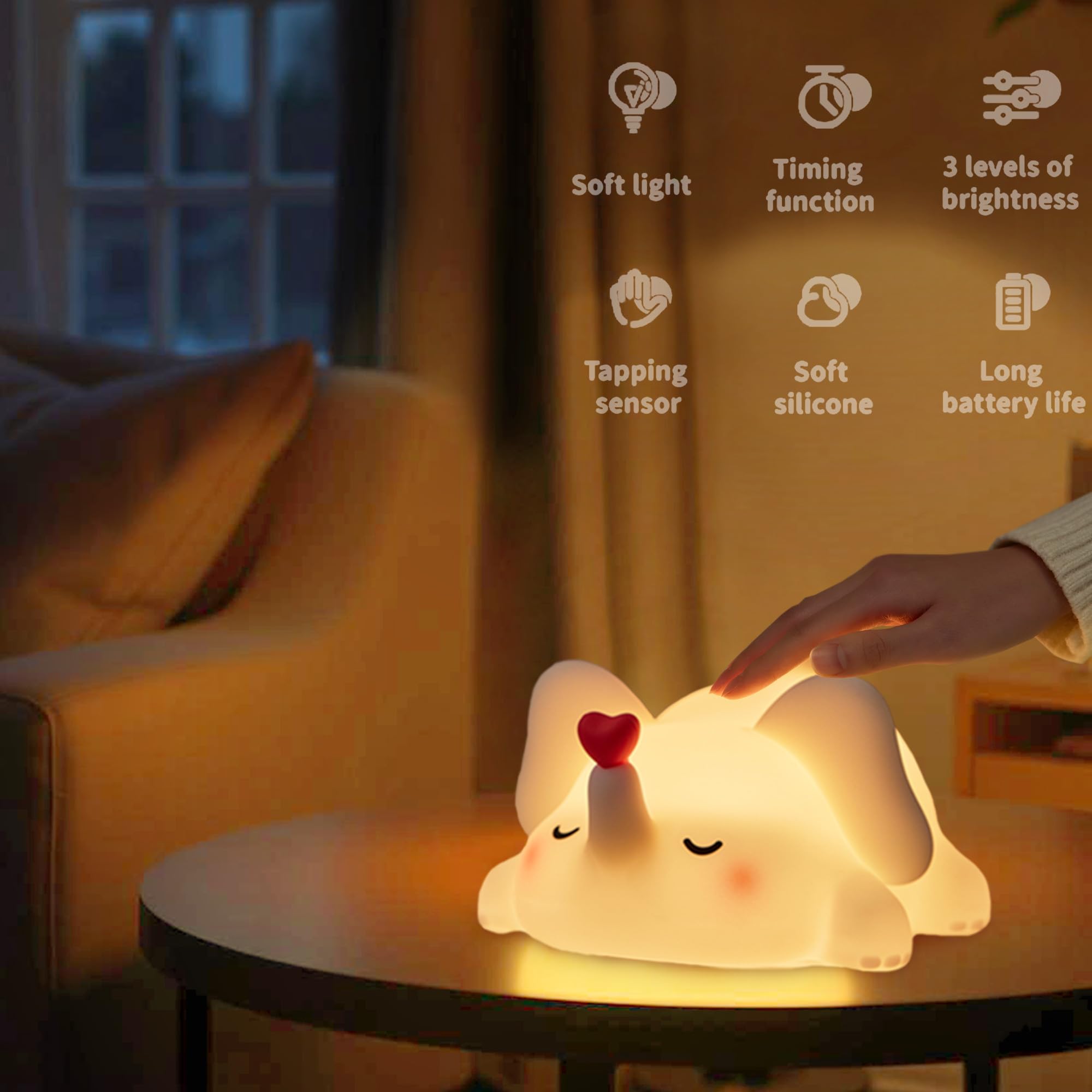 mydtiz Silicone Elephant Night Light for Kids Room Dimmable Rechargeable Nursery Animal Nightlight Gifts for Women Girls Boys Ro