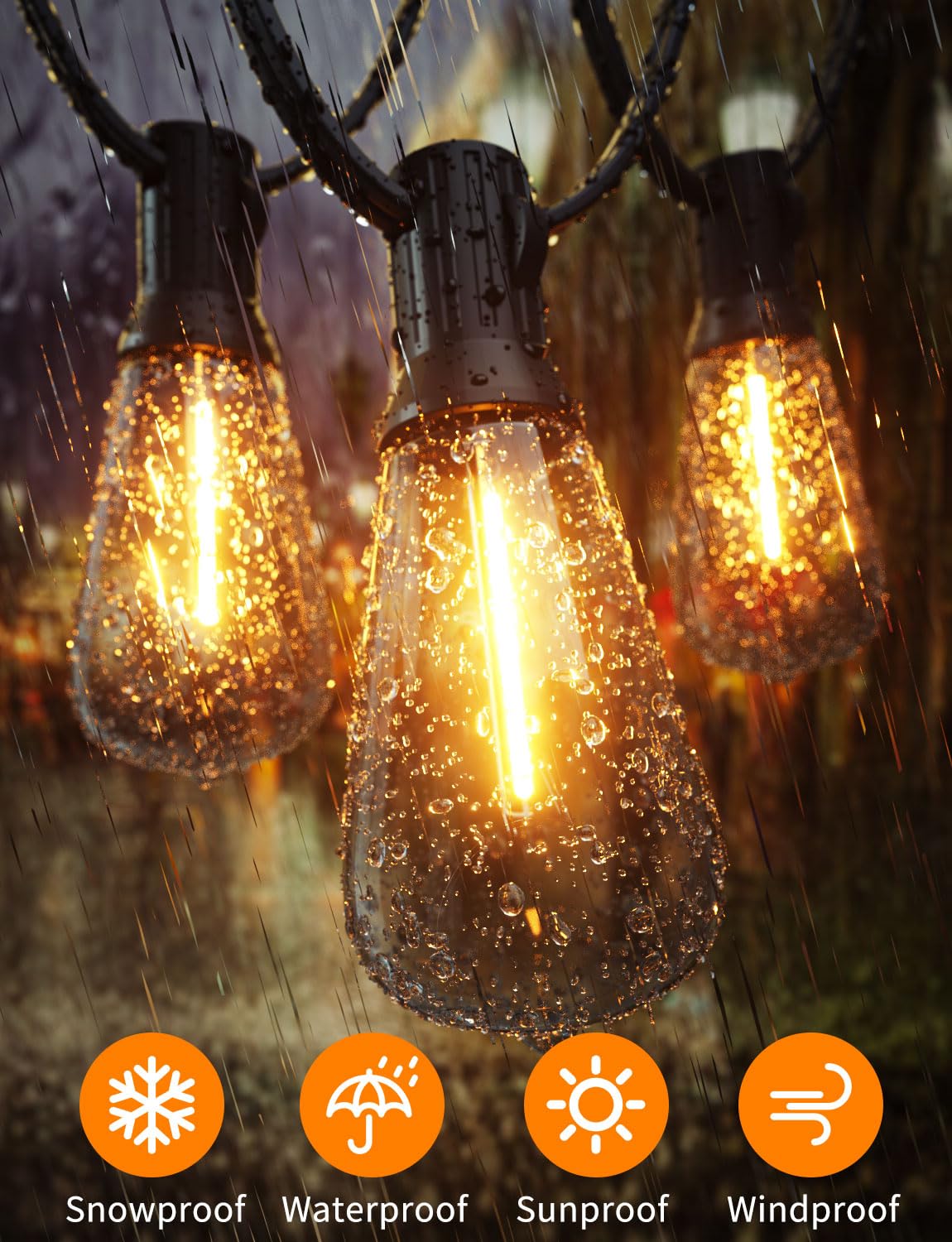 100Ft Outdoor String Lights With Remote Patio Lights For Outside 52 Shatterproof Waterproof St38 Edison Bulbs, Dimmable String L