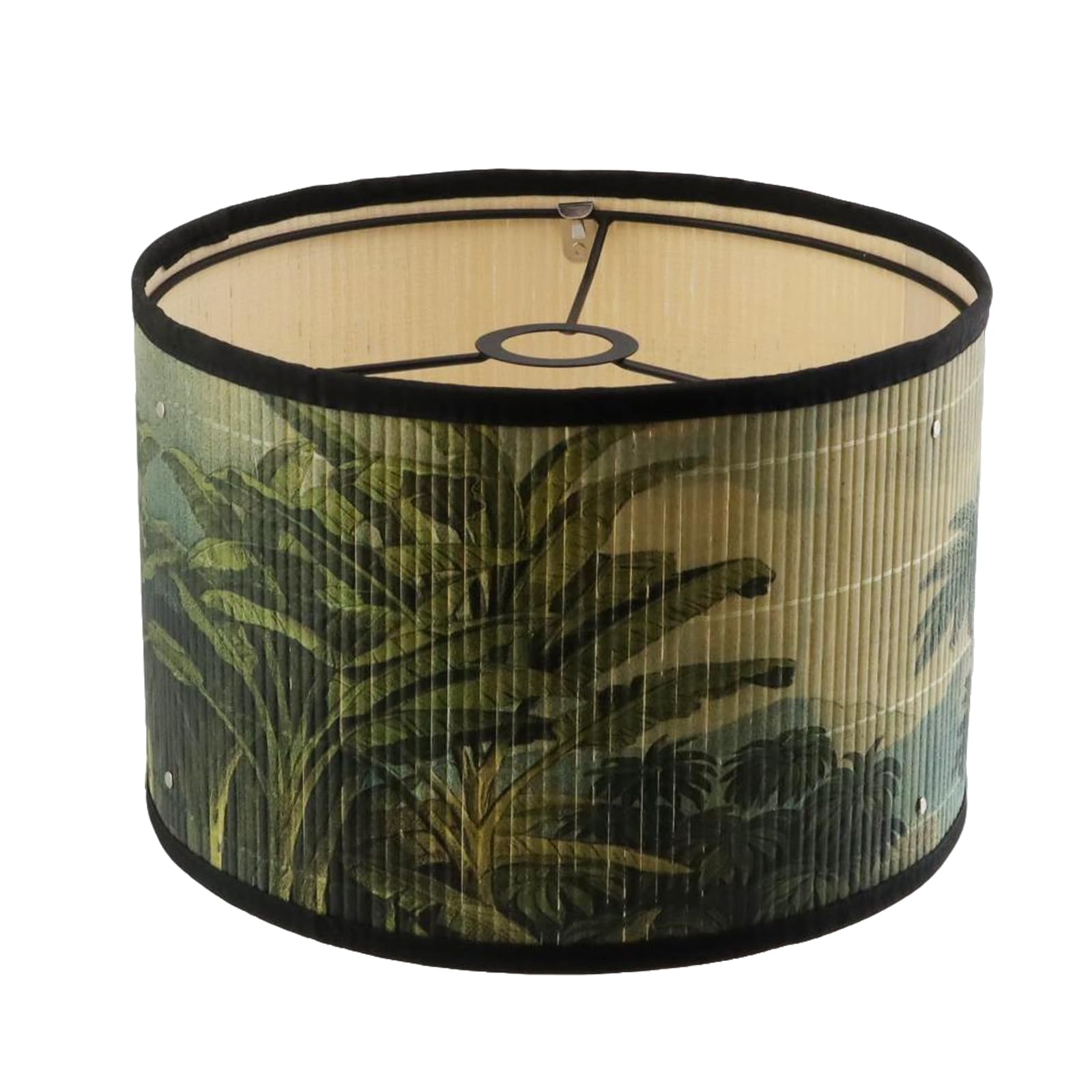Mewutal E27 Drum Lampshade Tropical Plants Printed Chandelier Lamp Shade Vintage Lamp Cover 11.81  7.87 Round Pleated Light Cove