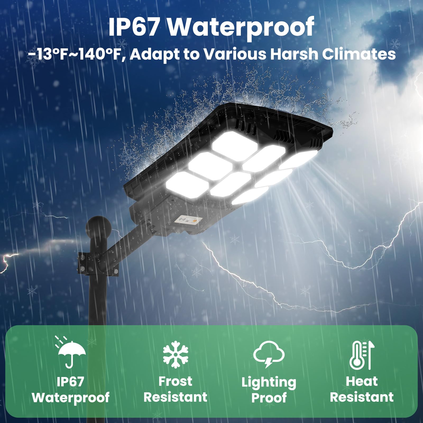 Tonree 3600W Solar Street Lights Outdoor, Lightweight Solar Powered Led Flood Light Outside, Long Lasting Battery Dusk To Dawn,