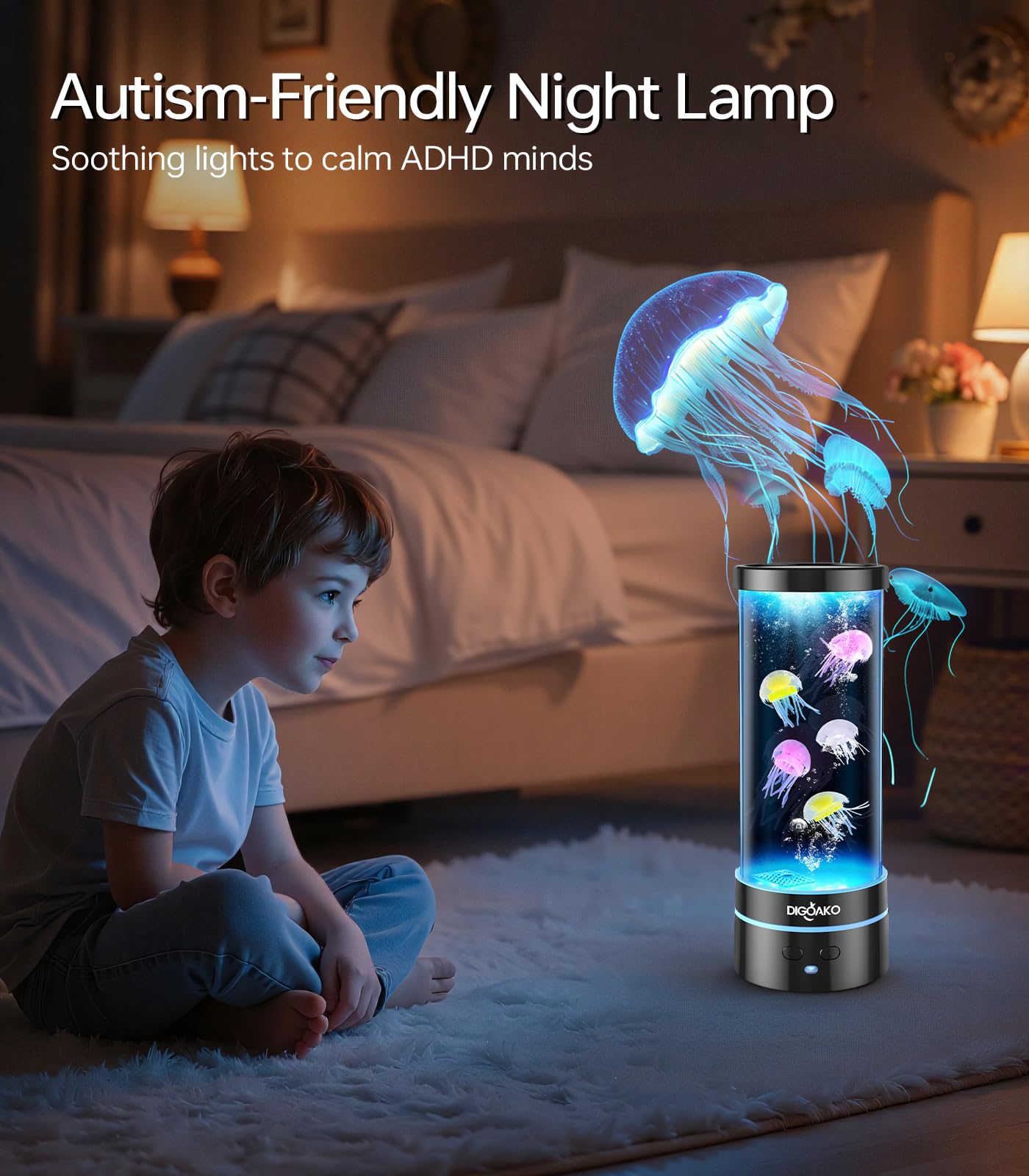 Jellyfish Lamp: Led Jellyfish Tank Lamp  17 Color Changing Dimmable Aquarium Night Light For Home Office Decor Birthday Christmas Gifts For mature-themeds Kids(Led Decorative)
