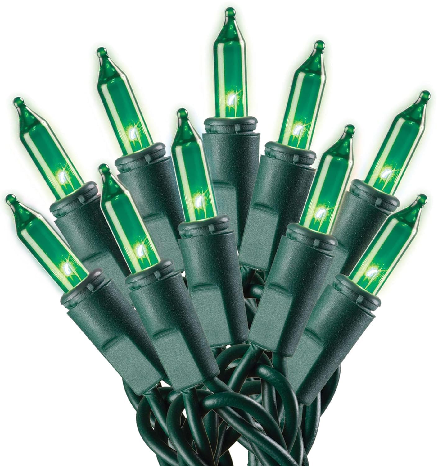Holiday Pride St Patricks Day Lights - Green Christmas Tree Lights with Green Wire - 100 Count - 24 Ft - Indoor/Outdoor Use - UL