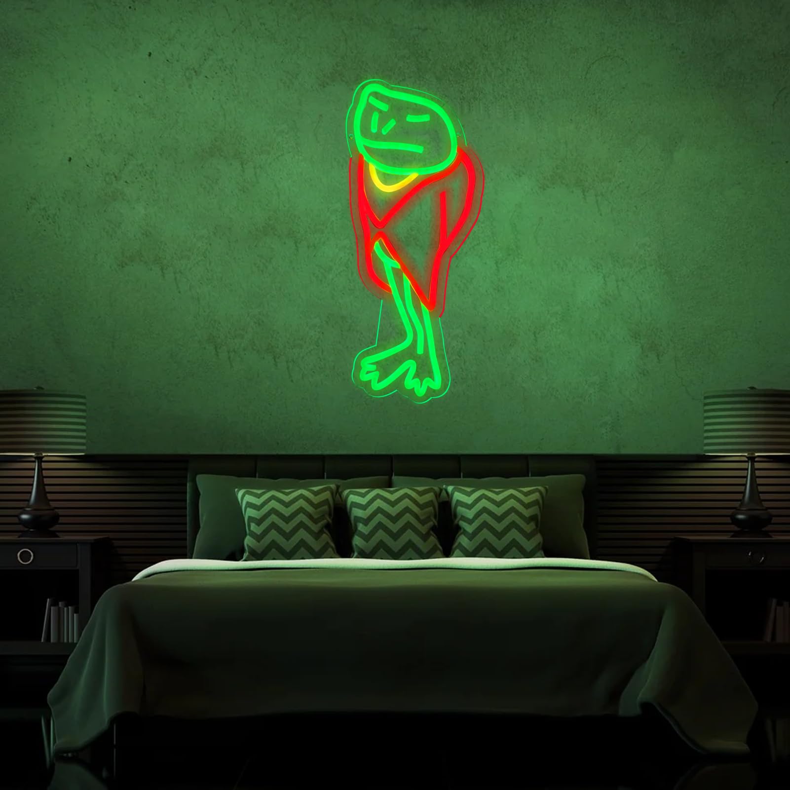 Tiabuy Frog Footman Neon Signs Alice in Wonderland Frog Neon for Wall Art Decor, Green Frog-Footman LED Lights for Dimmable LED