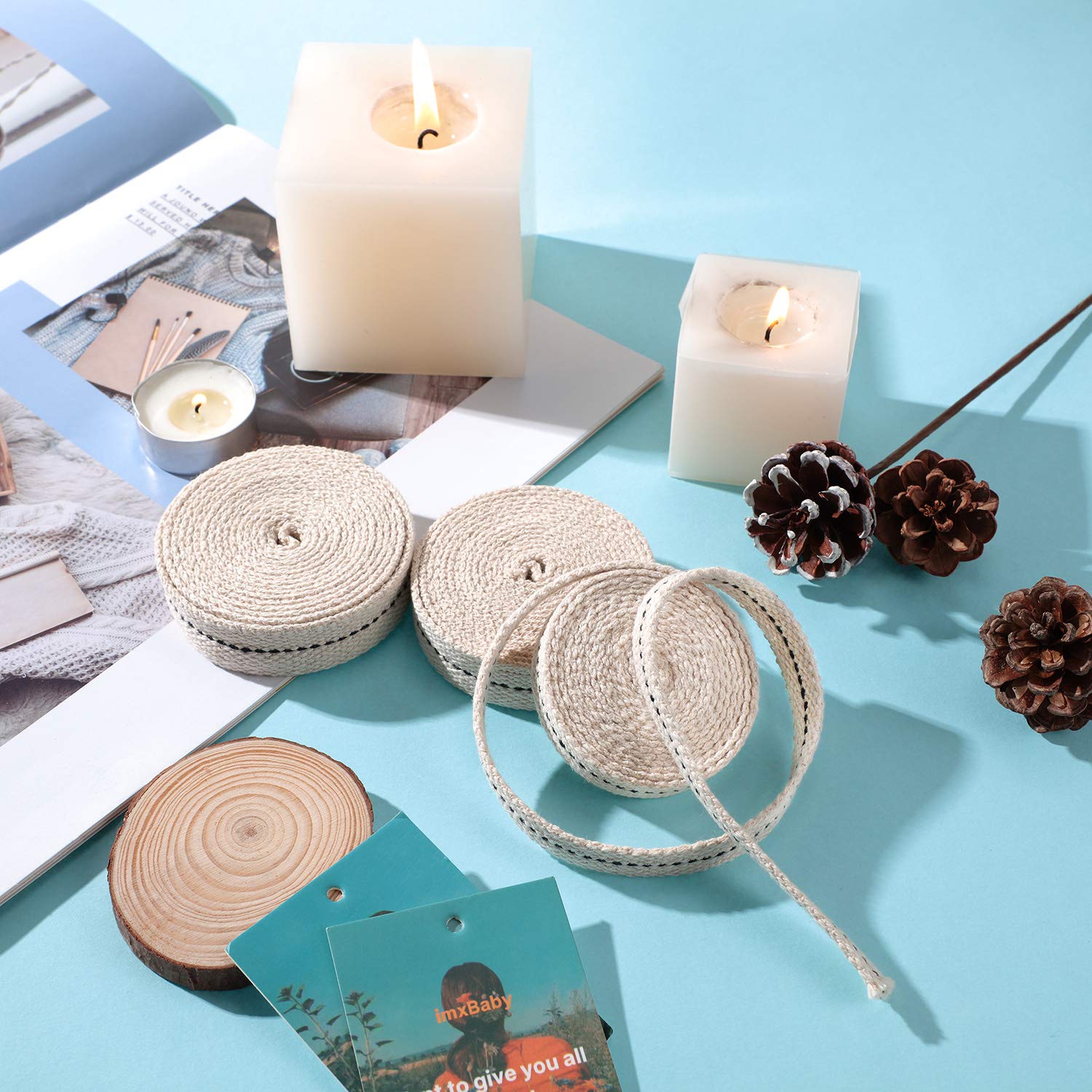 Boao 19.5 Foot / 3 Rolls Cotton Lamp Wicks,1/2 Inch Flat Oil Lantern Wick,3/4 Inch Stitch Oil Lamp Wick,7/8 Inch Oil Lamp Wicks