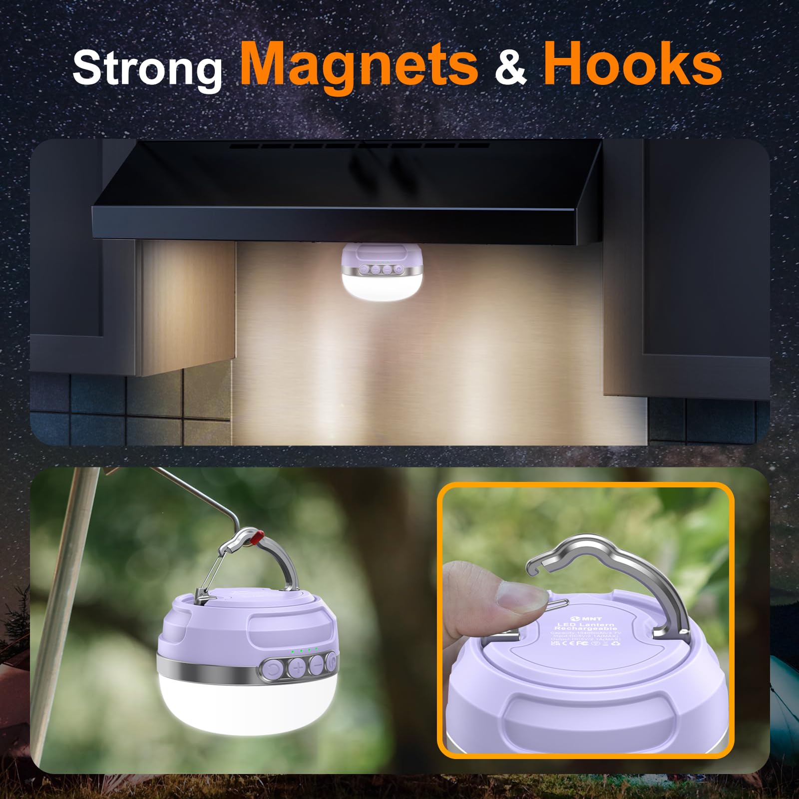 Zmnt Led Camping Lantern Rechargeable 1400Lm  Up To 420H Running Time Camping Tent Rgb Light  10400Mah Emergency Hanging Light For Hurricane  Power Outages  Home  Hiking Violet