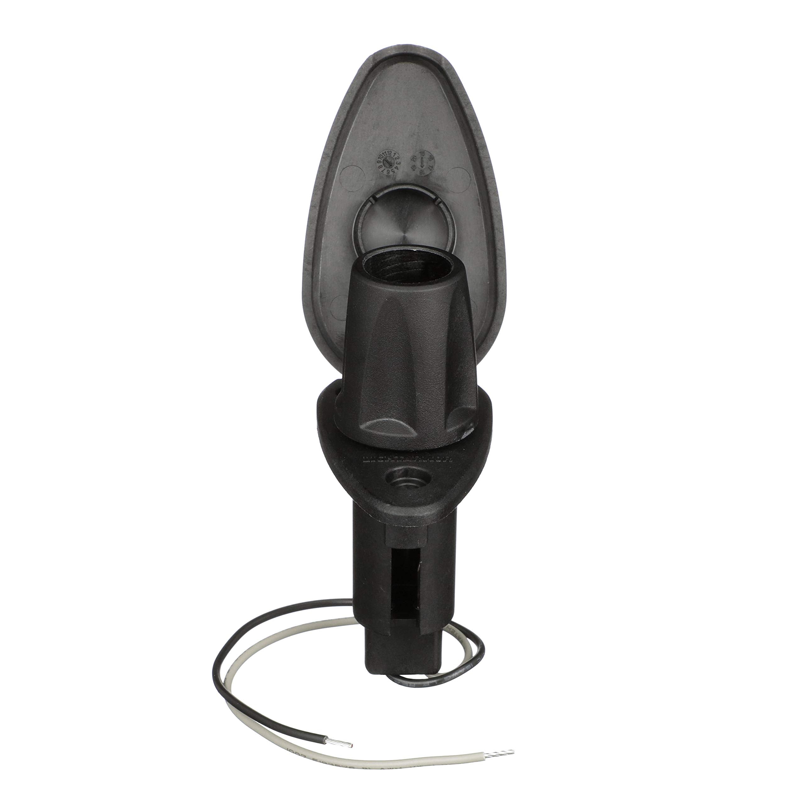 Attwood 910T2Pb-7 Lightarmor 910R Series Teardrop Plug-In Light Base - For All-Around Pole Light, 2-Pin, Black Composite Cover