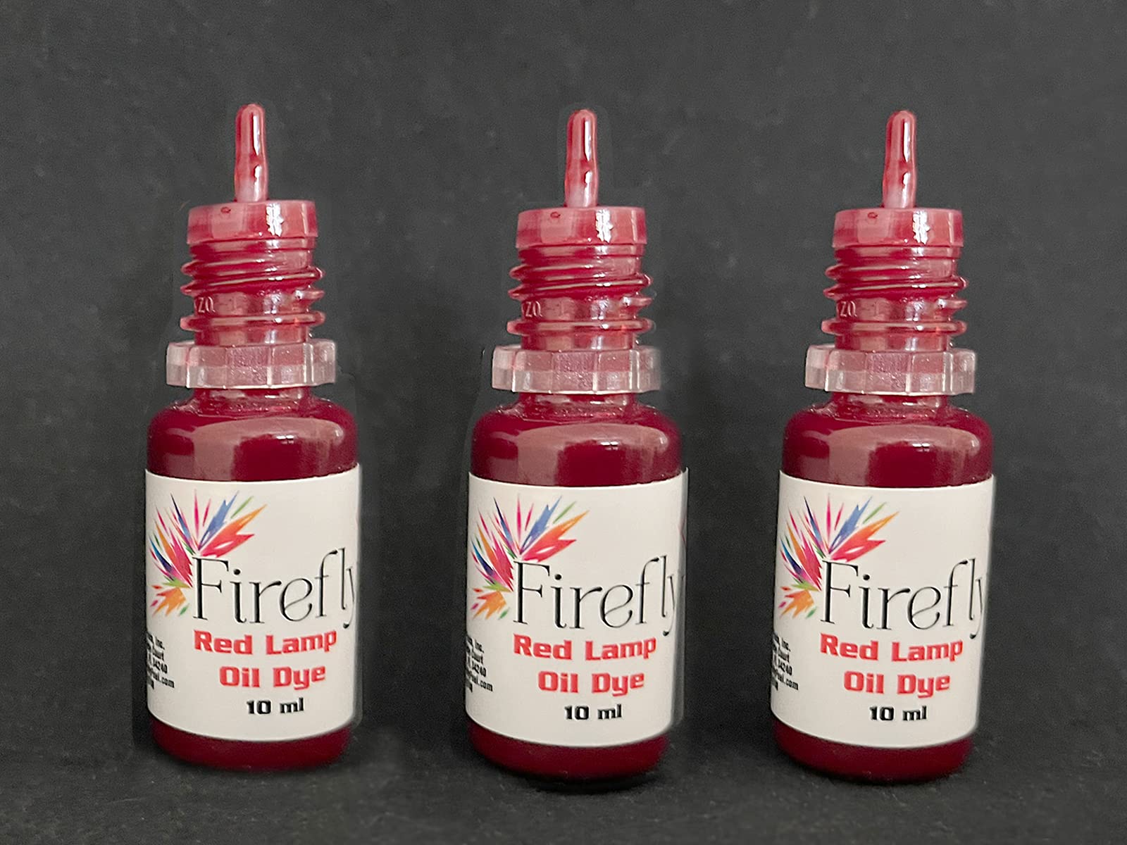 Firefly Red Colored Lamp Oil And Candle Dye 3-Pack - Use In Firefly Liquid - Smokeless, Odorless Paraffin