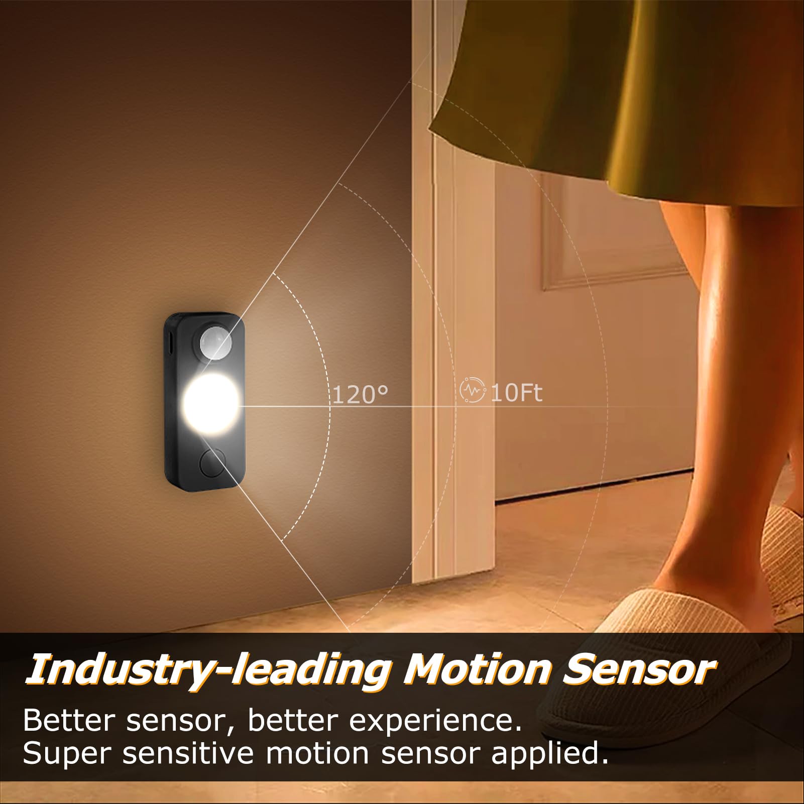 NIEGNOWOO LED Motion Sensor Puck Lights, Warm White, 6 Pack, Rechargeable, USB Charging, Ideal for Cabinet, Closet, Drawer, Shelf