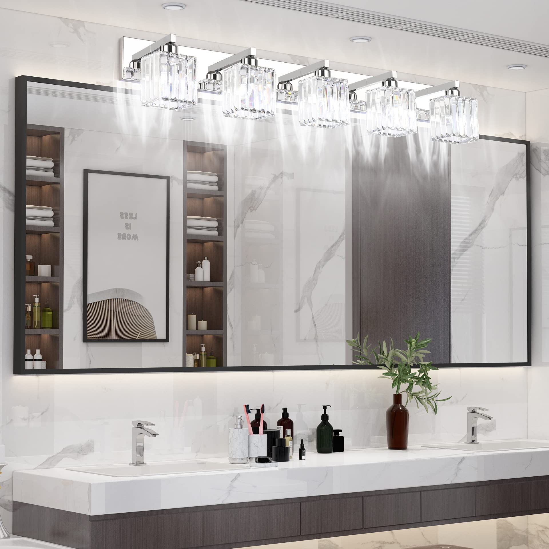 Aipsun Bathroom Light Fixtures Modern 5-Light Vanity Light Chrome Stainless Steel Model 8461