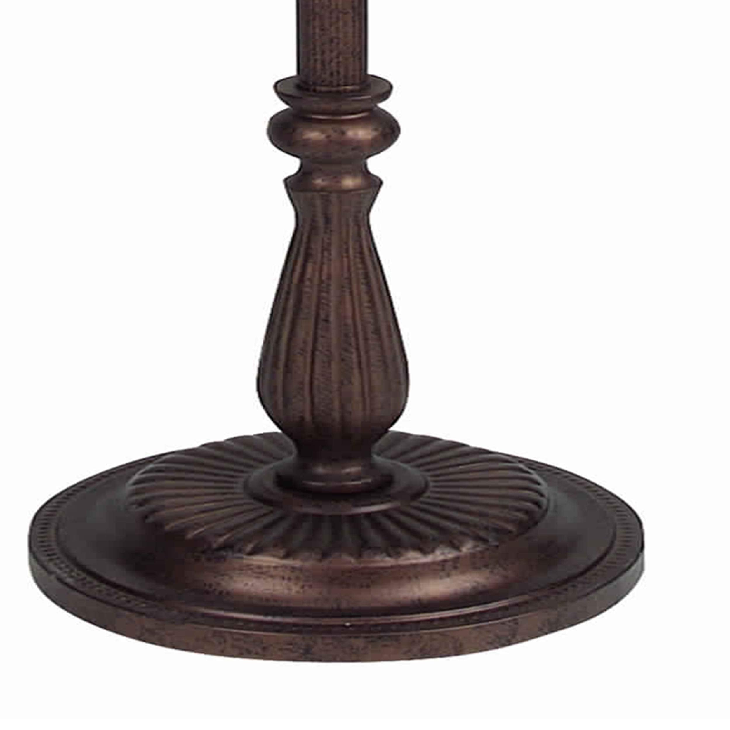 Benjara Swing Arm Metal Body Floor Lamp With Fabric Bell Shade, Bronze And Beige