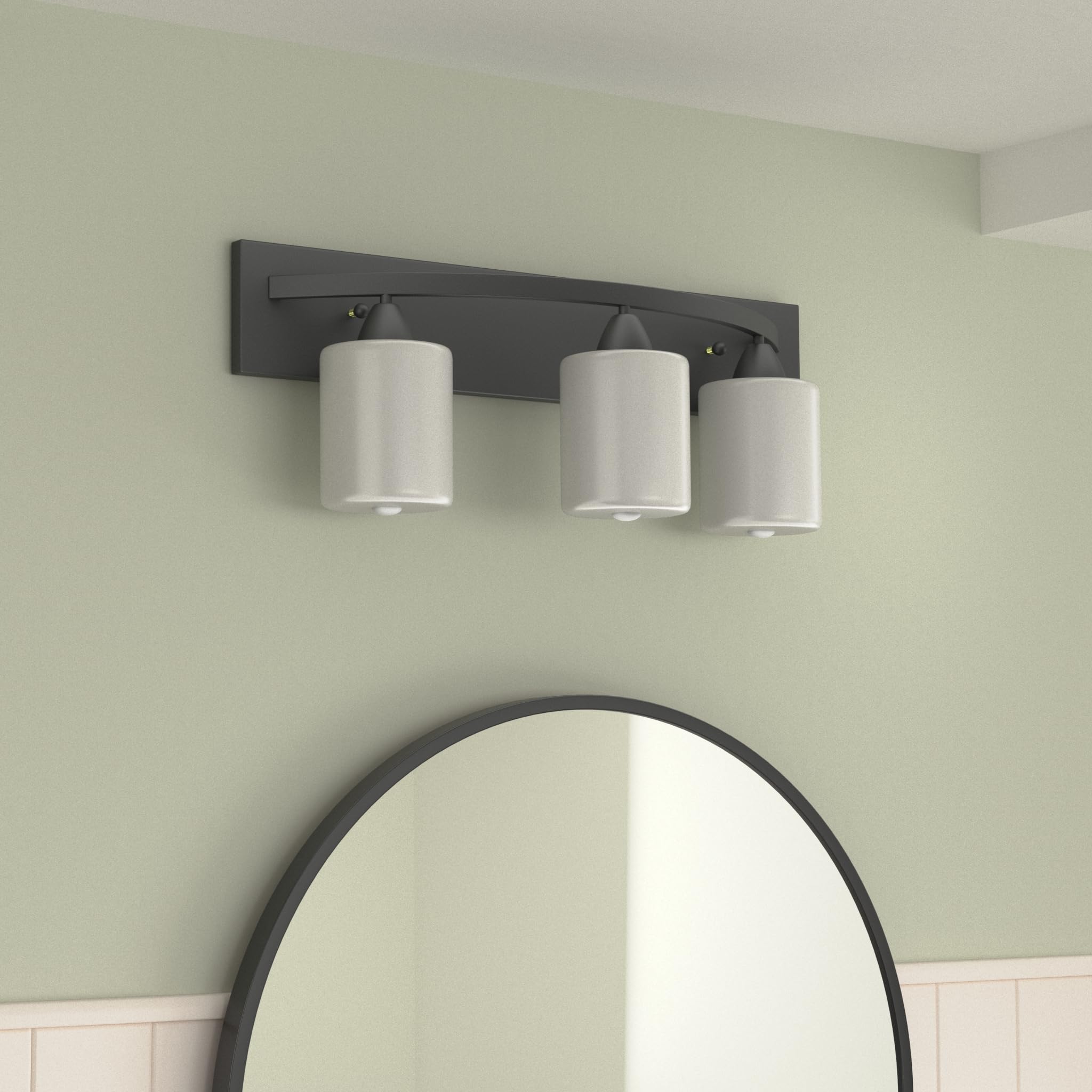 Dorence Bathroom Vanity Light Fxiture - Interior Bathroom Lighting Bar with Modern Milk Glass Shade - Bathroom Lights Over Mirro