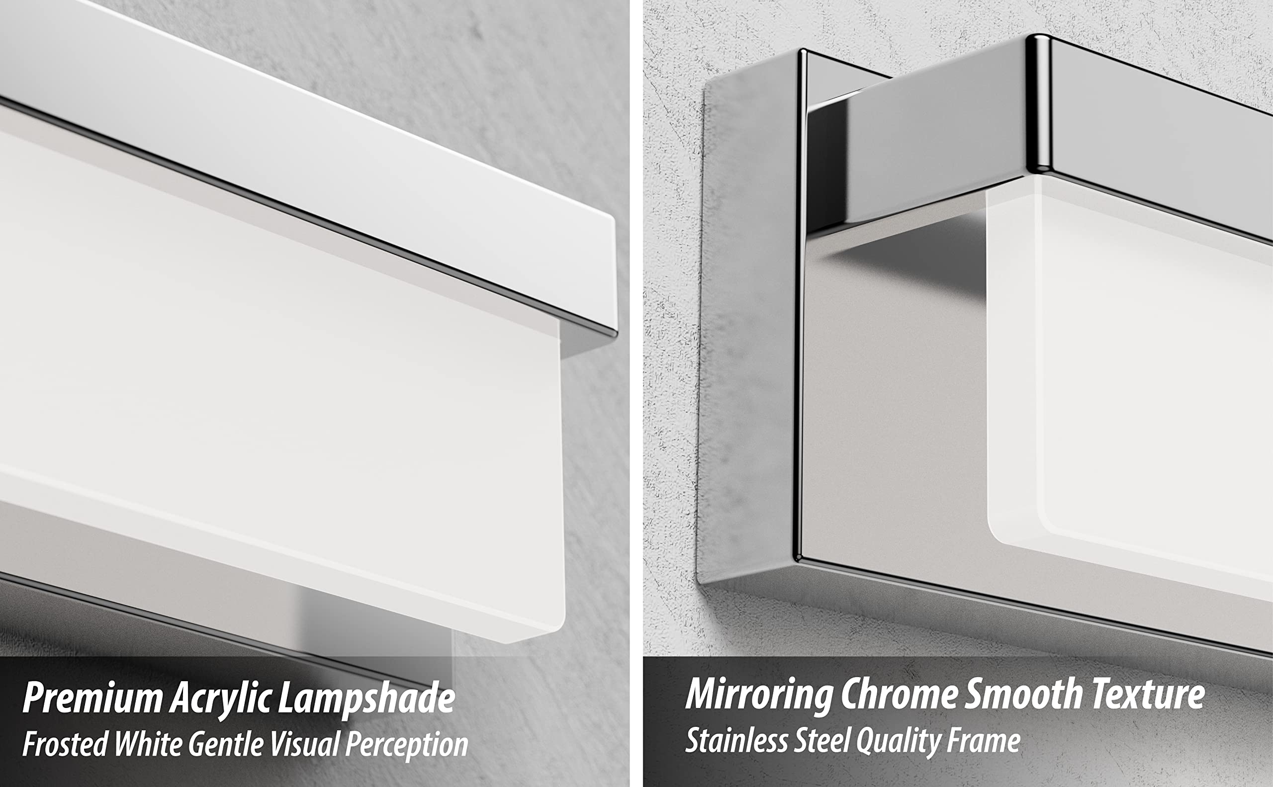 Lightinn Led Bathroom Vanity Light Fixture, 32.3 Chrome Stainless Steel, Model 8890-24W-Chr, Modern Design, Daylight 4000K