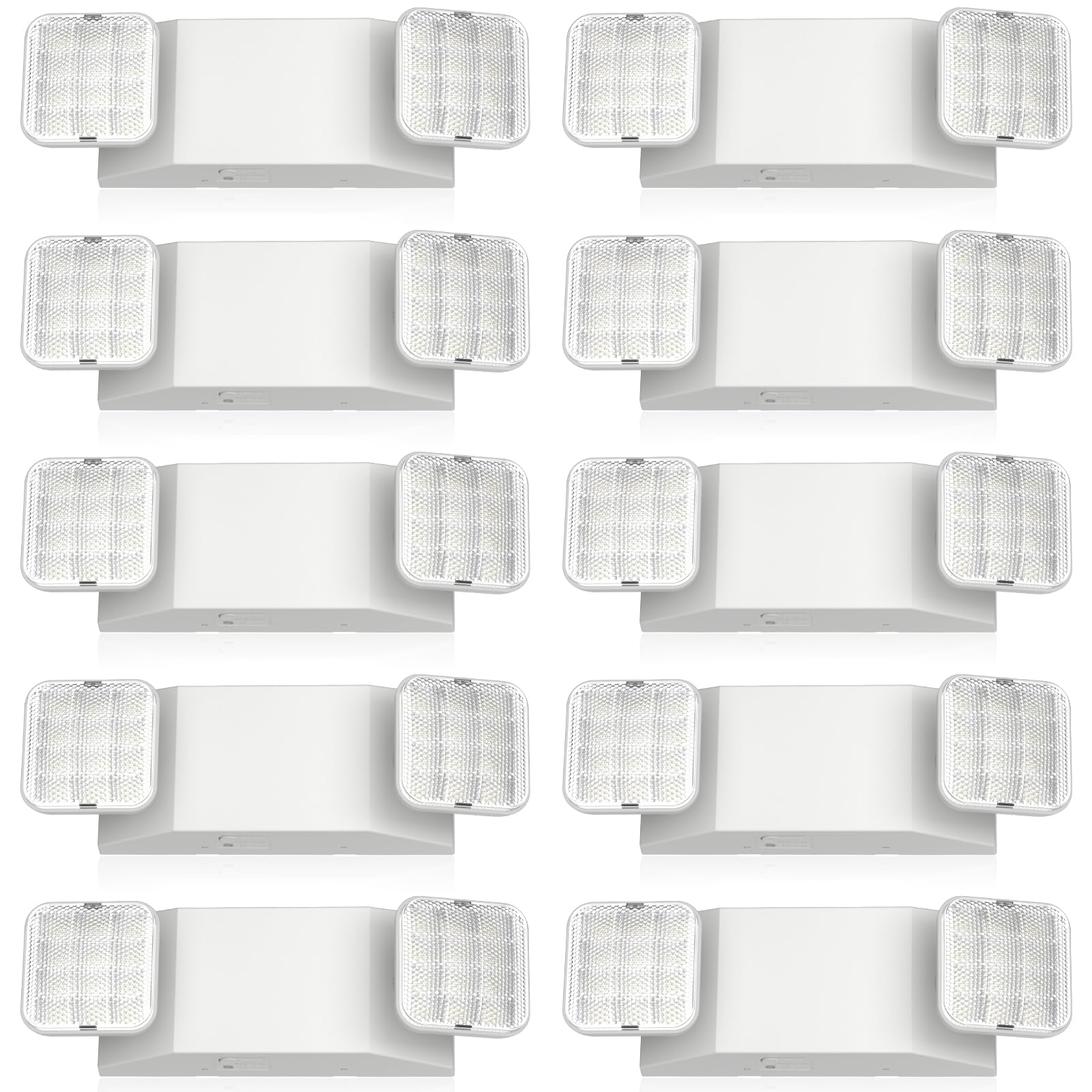 Freelicht 10 Pack Led Emergency Lights For Business  With Battery Backup  Two Head Adjustable Led Emergency Square Lighting  Ul 924 Certified