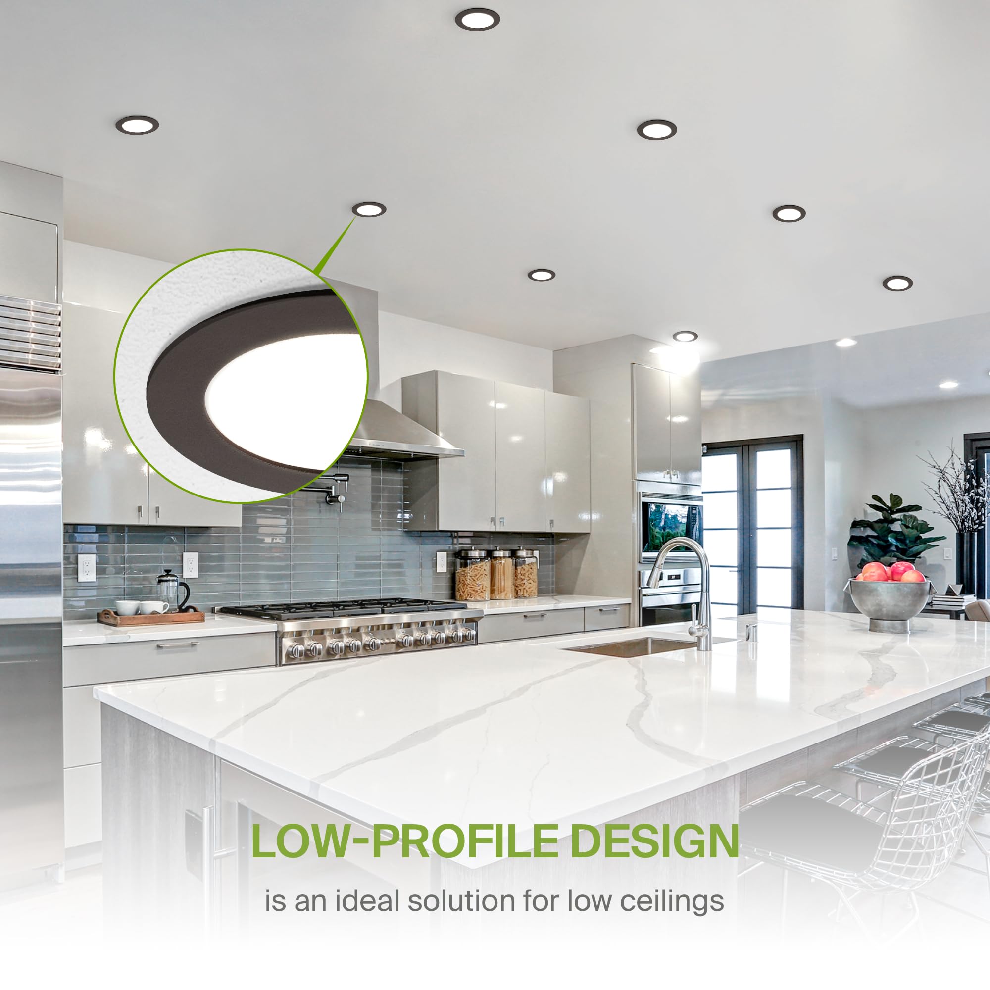 Asd 6 Pack Led Recessed Lighting 4 Inch 9W  5 Cct 2700K-5000K Cri90+  Ic Rated Ultra Thin Dimmable Ceiling Lights With J Box  Canless Wafer Downlight  Round Slim Panel Light  Energy Star Etl  Bronze