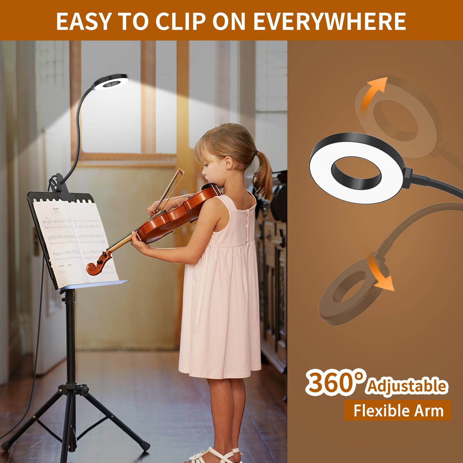 Izell Led Desk Lamp With Clamp, 3 Color Modes & 10 Brightness, 27.6 Black, Flexible Gooseneck Book Light For Kids And mature-themeds