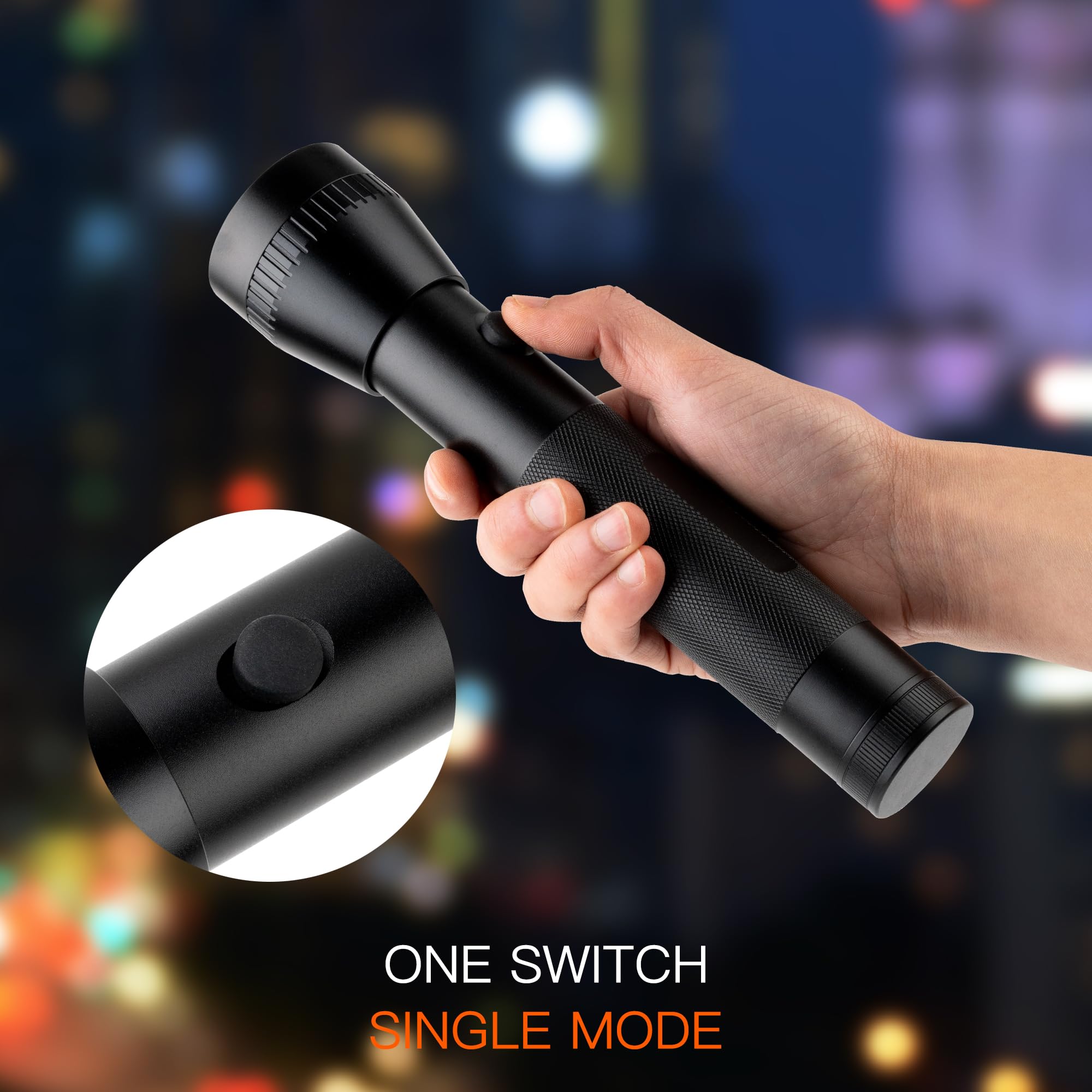 Kunhe 2D Cell Battery Big Flashlights,Single Mode,High Lumens,Aluminum, Heavy Duty Large Flashlight For Home Emergency Power Out