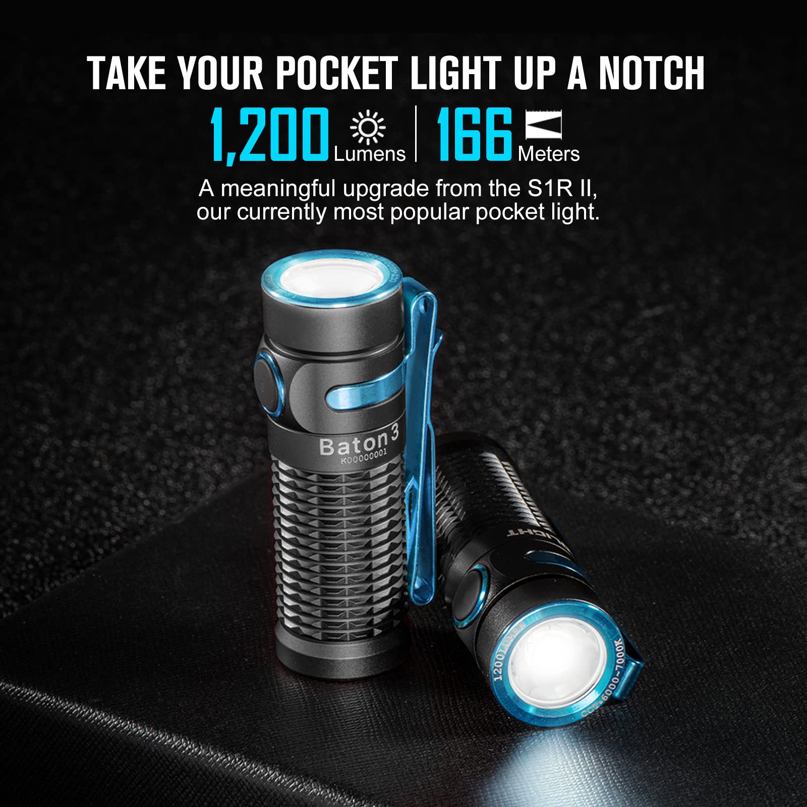 Olight Baton3 1200 Lumens Ultra-Compact Edc Flashlight, Powered By Rechargeable Battery For Household Search, Outdoor Camping, H
