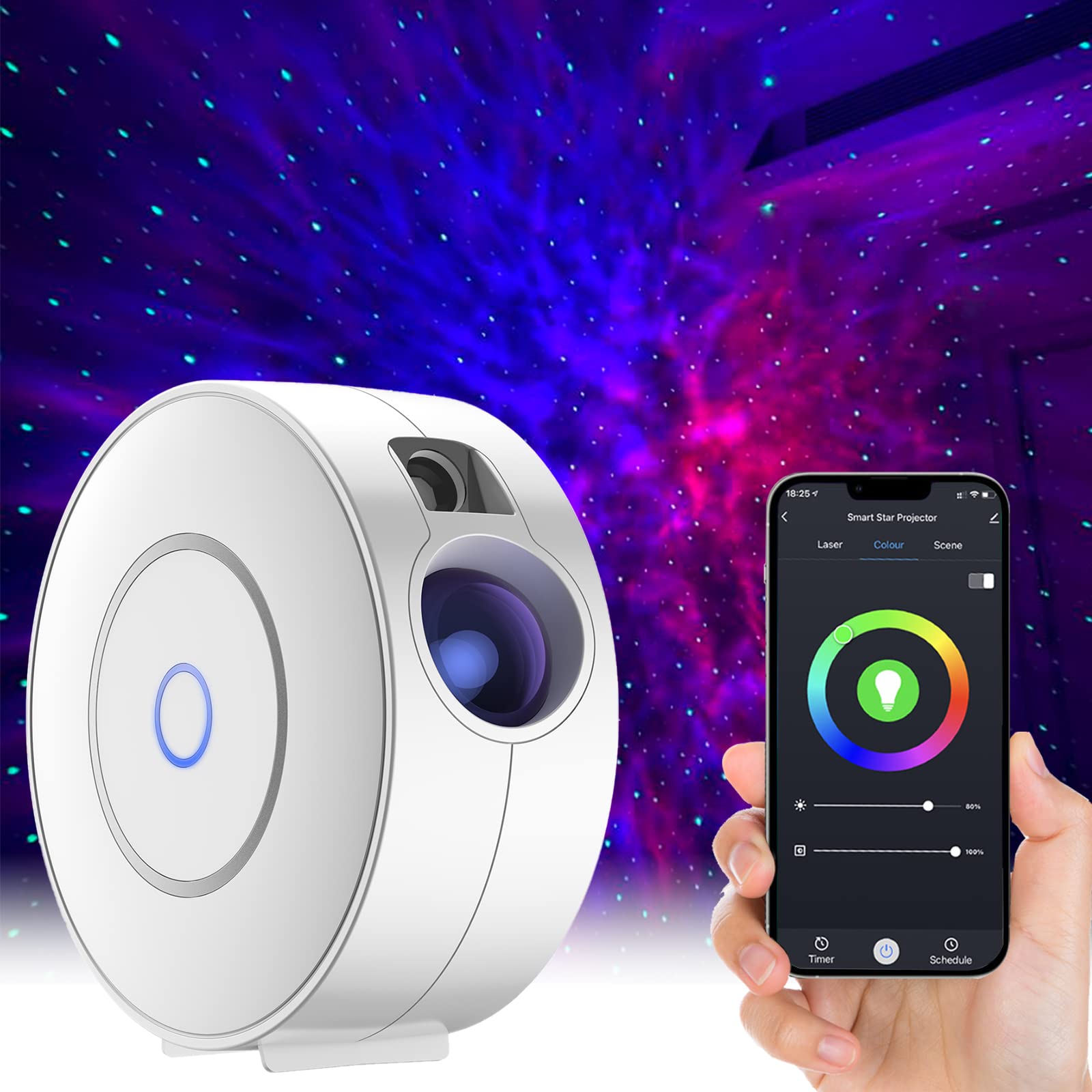 Smart Galaxy Projector With Nebula Cloud/Moving Ocean Wave, Wifi Star Projector For Room Decor, Home Theater Night Light Project