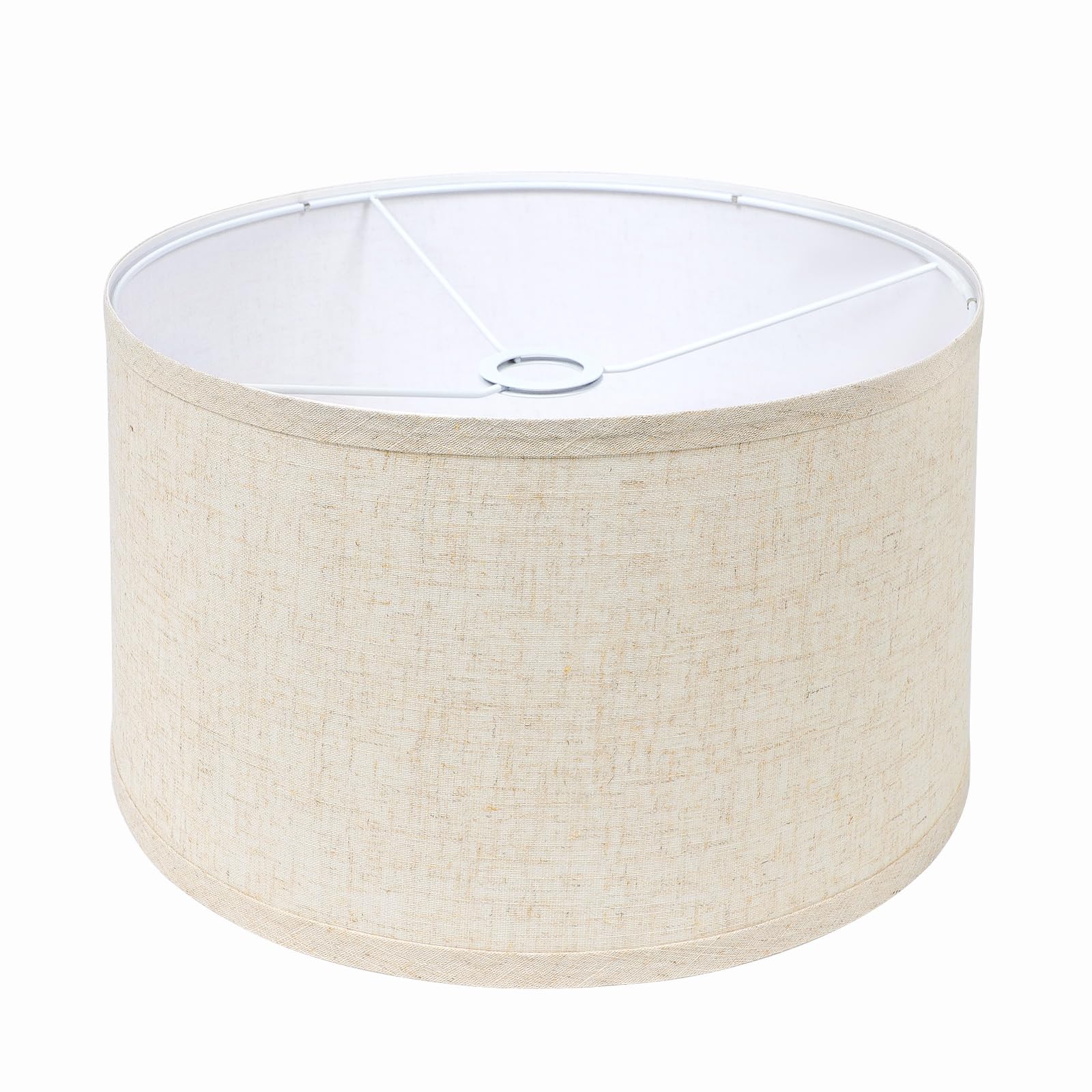 OUTON Beige Drum Lamp Shades for Floor Lamps, 13'' Top x 13'' Bottom x 10'' High, Easy to Assemble, Replacement Linen Lampshades