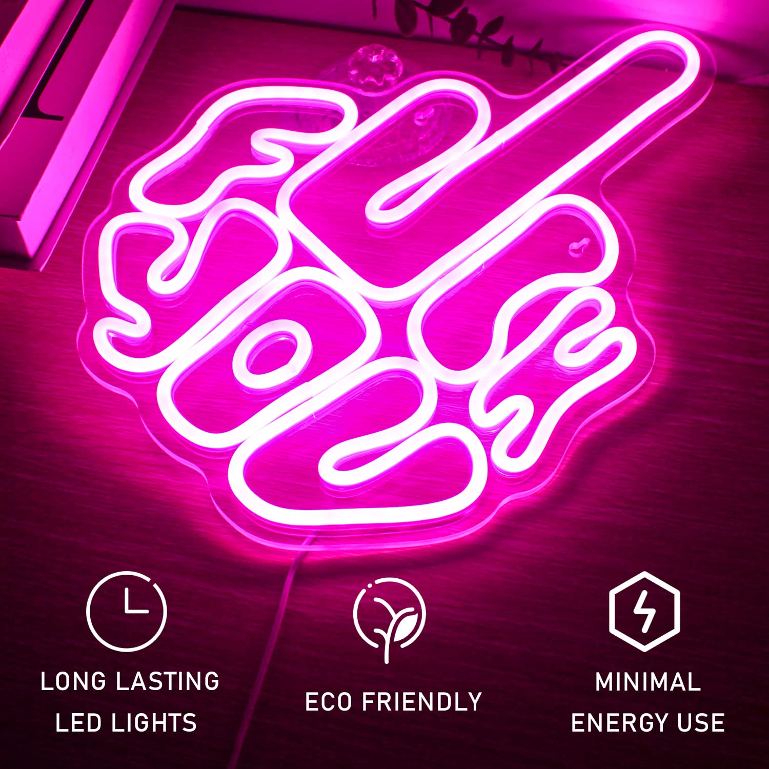 FAXFSIGN Neon Wall Light Sign - Pink LED Gesture Design, 40cm x 30cm, USB Powered, Ideal for Bedroom, Party, Pub, Game Zone Decor