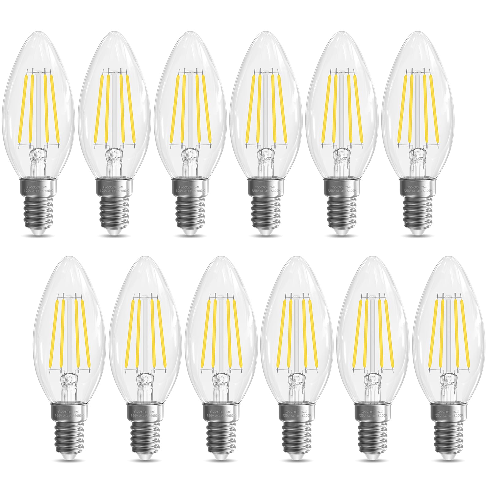 Gvvoohome E12 Candelabra Bulb 40 Watt, E12 Led Bulb Non-Dimmable Chandelier Light Bulbs, 5000K Daylight B10 Candle Light Bulbs, 