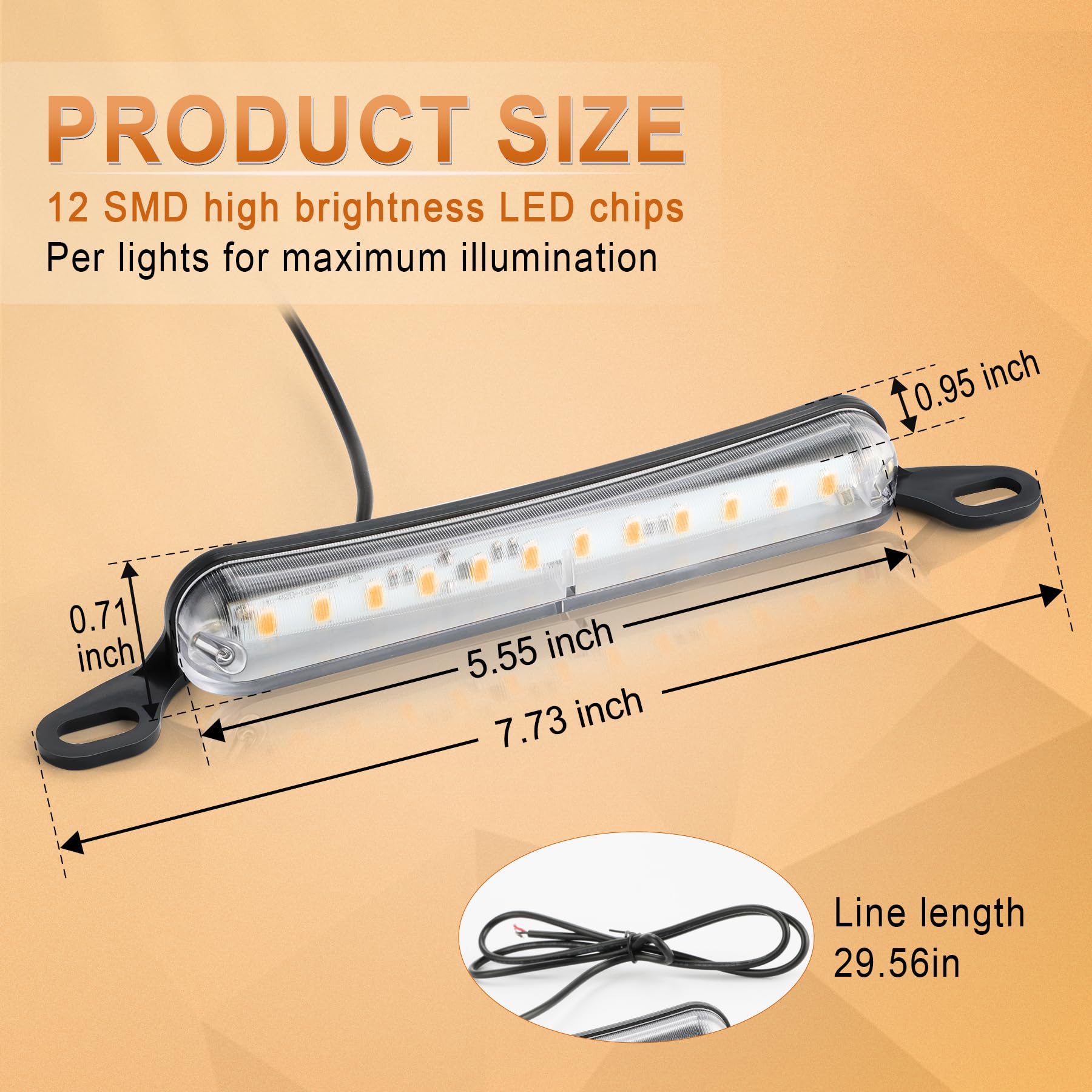 LivTee LED License Plate Light Assembly, Extremely Bright Amber Tag Lights for Truck, UTV, ATV, RV, Boat Accessories