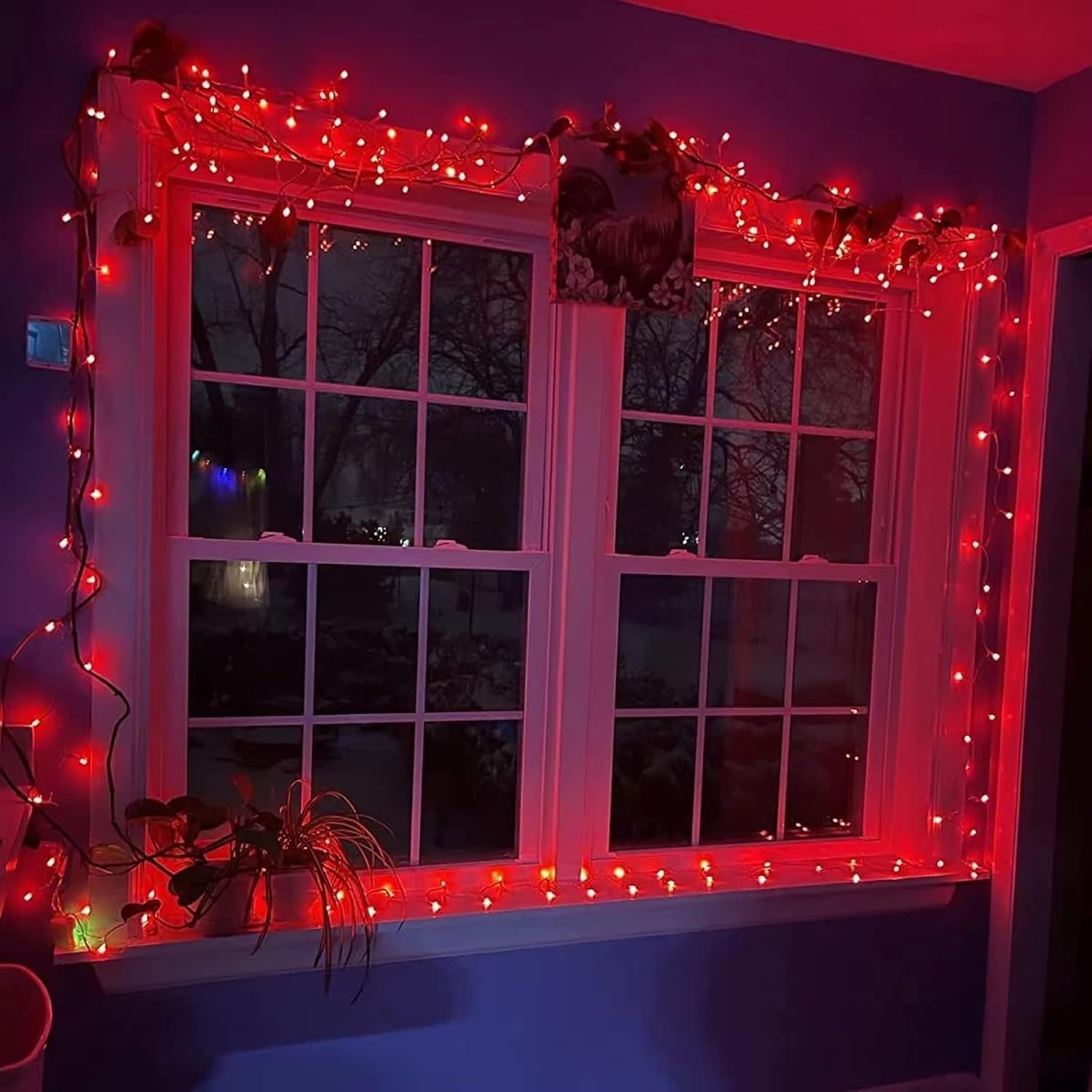 Yeguo 165Ft 500 Led Red Christmas Lights Outdoor Waterproof, Clear Wire String Lights Indoor, Twinkle Tree Lights Plug In With M