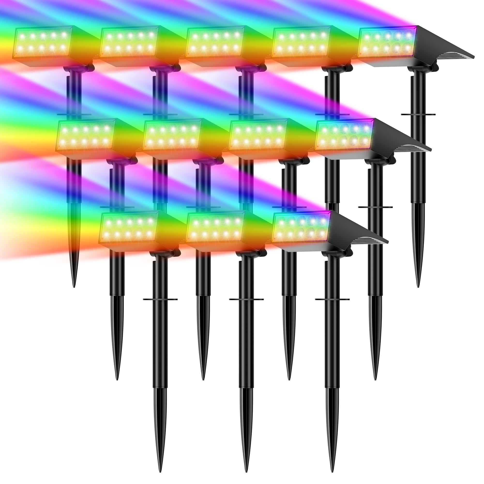 Wenaty Solar Spot Lights Outdoor Color Changing  [7 Mode/12 Pack] Christmas Landscape Spotlights  Solar Lights Outdoor Waterproof Led Powered Flood Light For Halloween Pathway Yard Garden Tree Walkway
