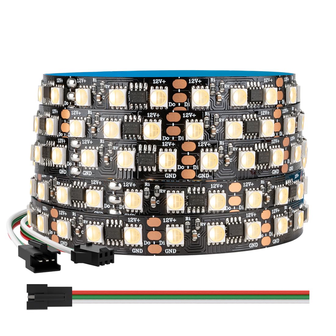 BTF-LIGHTING WS2814 IC RGBW RGB+Warm White(Similar WS2812B) Addressable DC12V 16.4FT 84LED/m 28pixel/m 4 Colors in 1 Dream Color