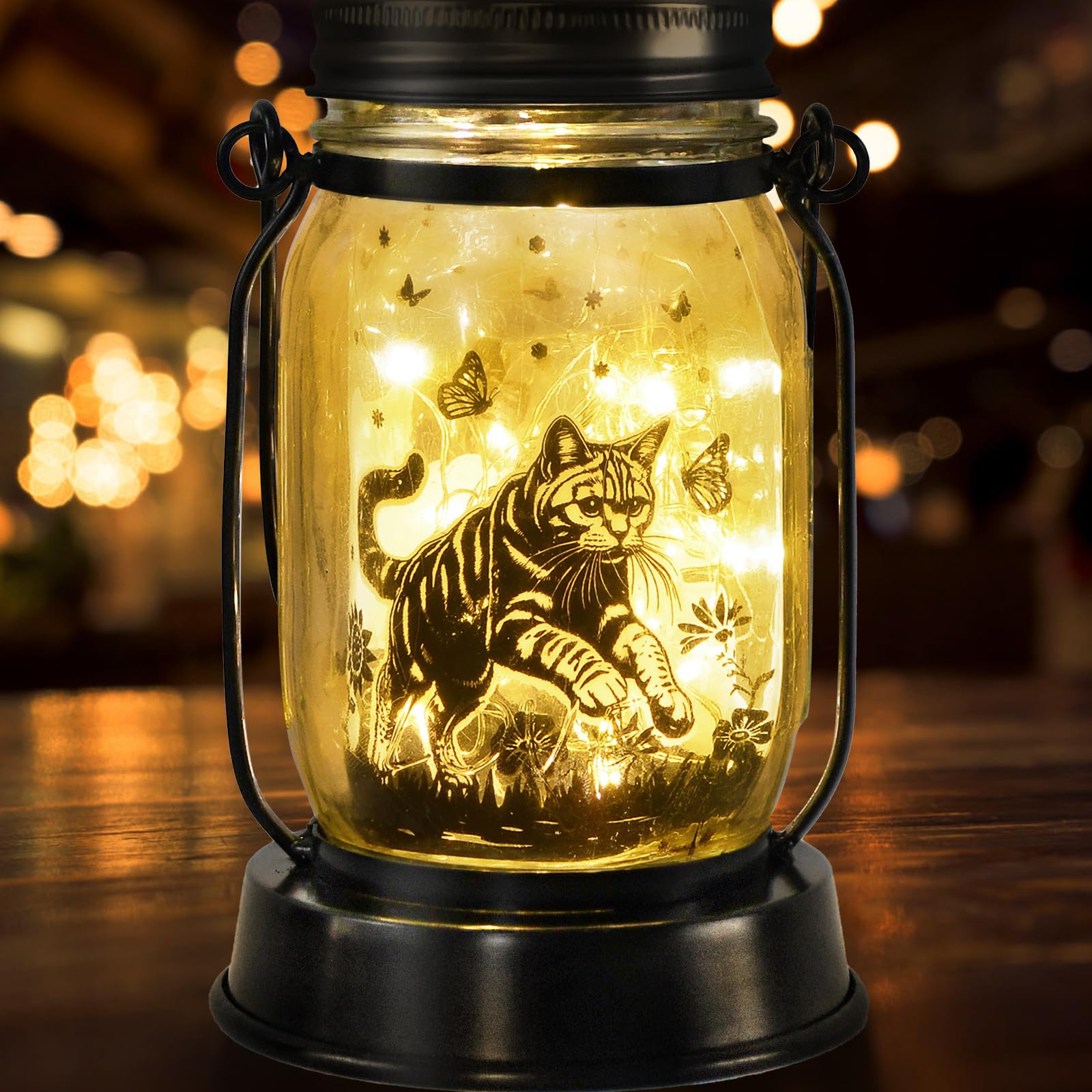 kyoryuger Cat Solar Lanterns Waterproof Outdoor Decor Black-Cat & Butterfly Model ZN-J002