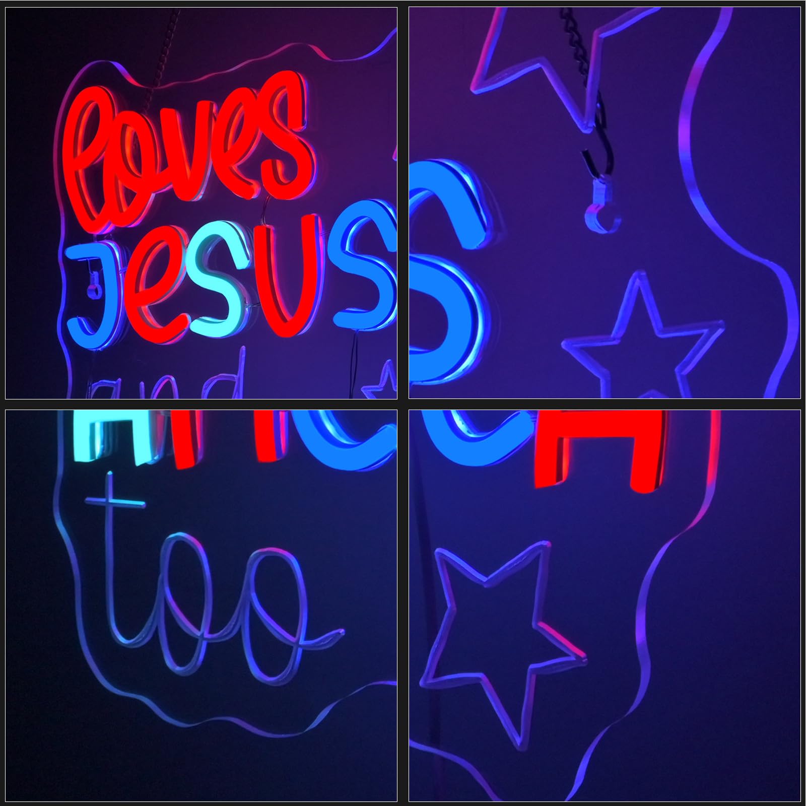 Jurong Jesus Neon Signs For Wall Decor  Loves Jesus And America Too Dimmable Led Neon Light Up Signs  Usb Powered  For Christ Church Wedding  Club  Living Room  Bedroom Gifts  Home  Birthday Party Decor