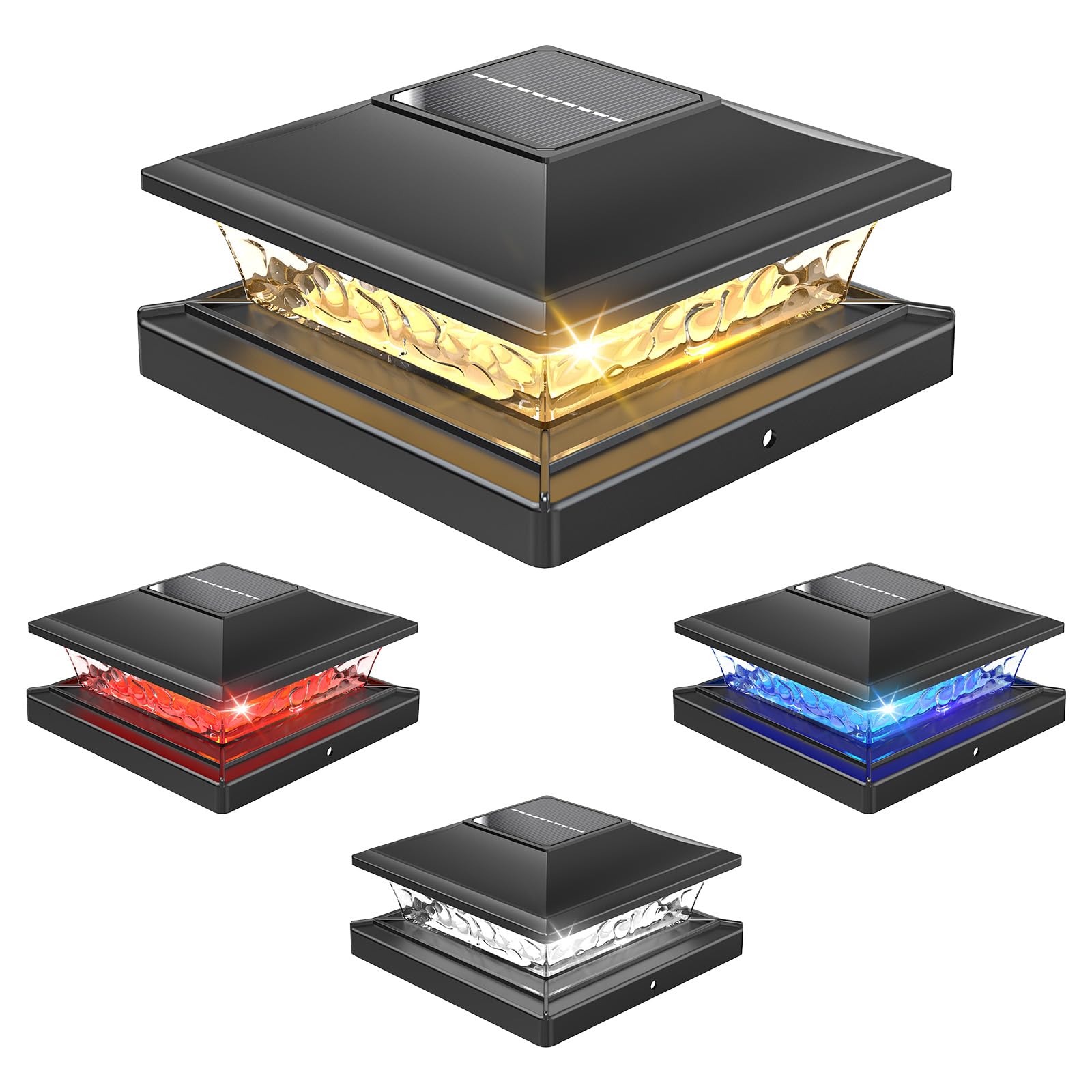 APONUO 4x4 Solar Lighted Post Caps,4x4 Solar Post Cap Lights 4 Lighting Modes,Deck Post Lights Solar Powered Outdoor for Fence D