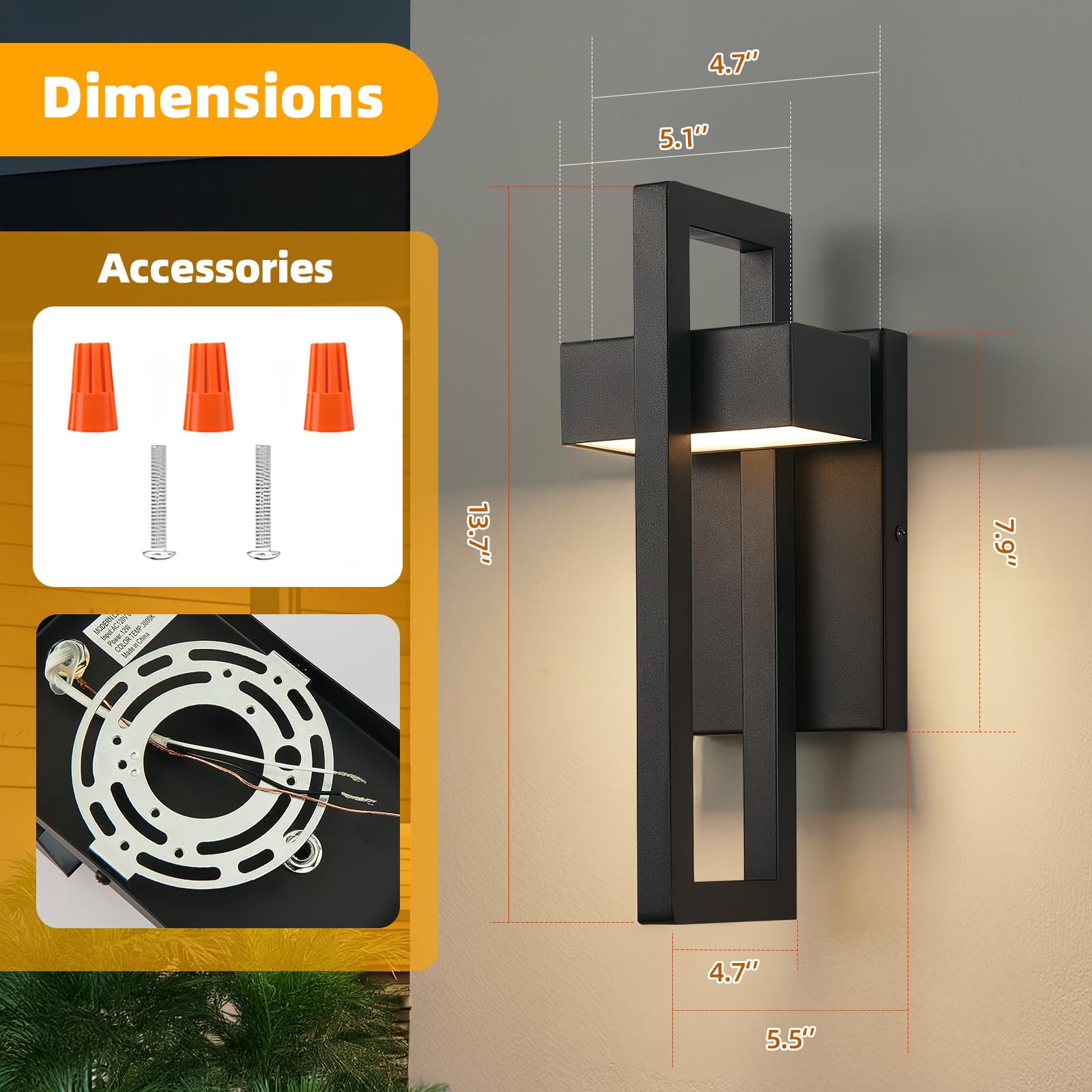 Tewei Led Outdoor Wall Sconce Modern Exterior Lighting Fixtures  Matte Black Outdoor Front Porch Lights Led Outside Wall Mount Lights For House  Hallway  Warm White 3000K  2 Pack