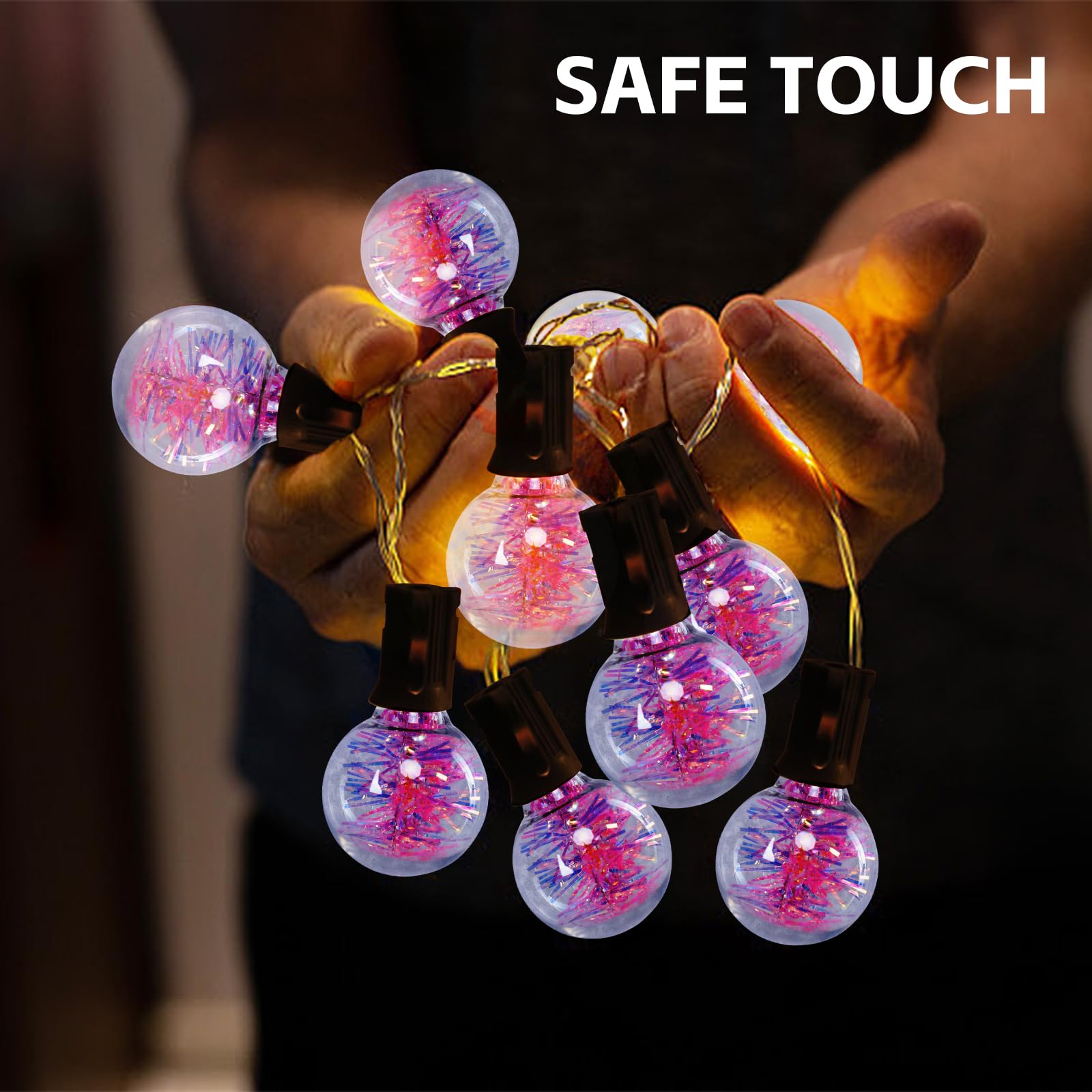 Afirst Christmas Outdoor String Lights 25Ft 25Pcs Iridescent Filament Bulbs, Waterproof & Shatterproof Patio Lights For Wedding,